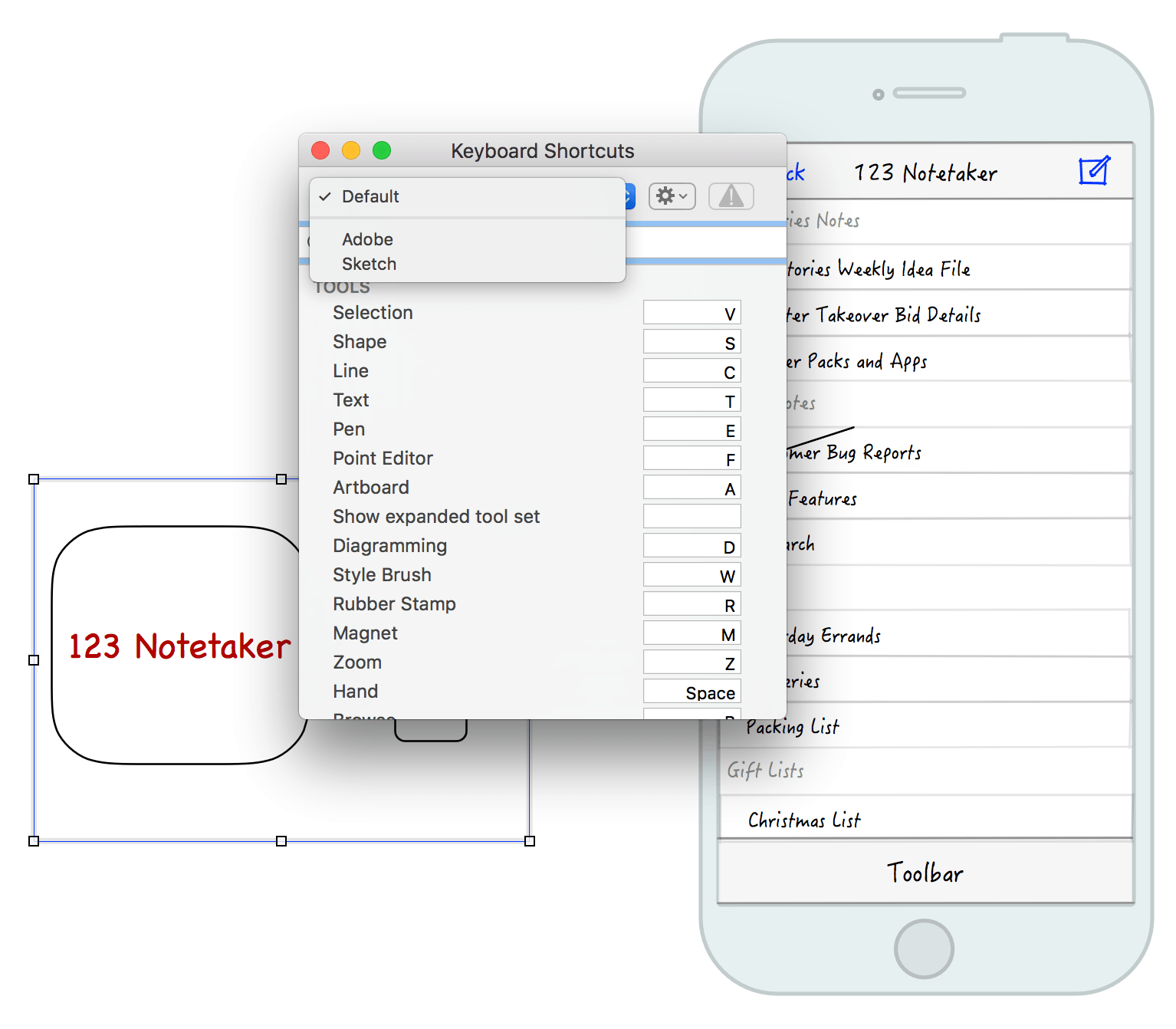 OmniGraffle keyboard shortcuts are highly customizable.