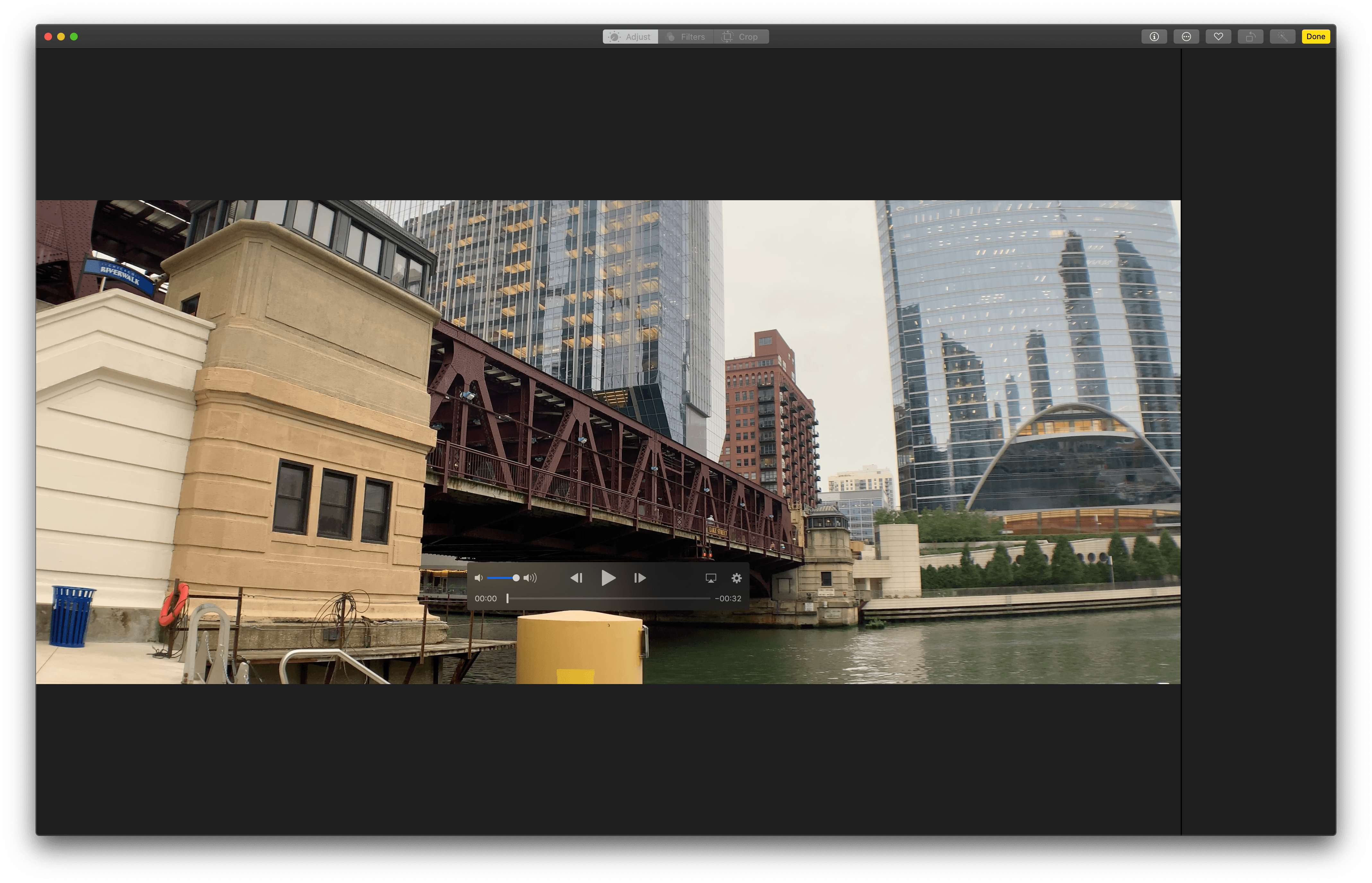 Unlike iOS, video editing on the Mac is limited to trimming in Photos.