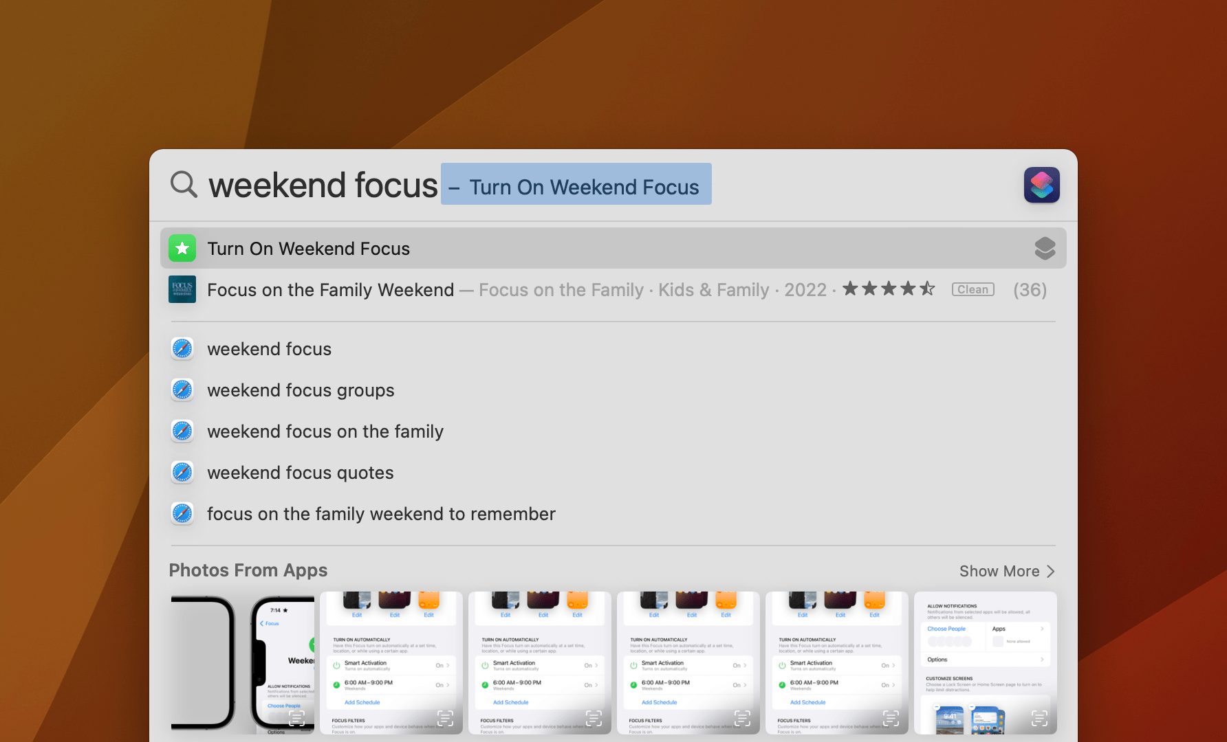 I haven't had a lot of luck with Spotlight quick actions, but turning on Focus modes works.