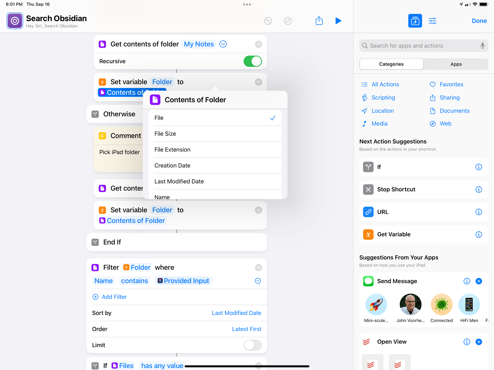 You can get the contents of any folder with the updated Shortcuts app.