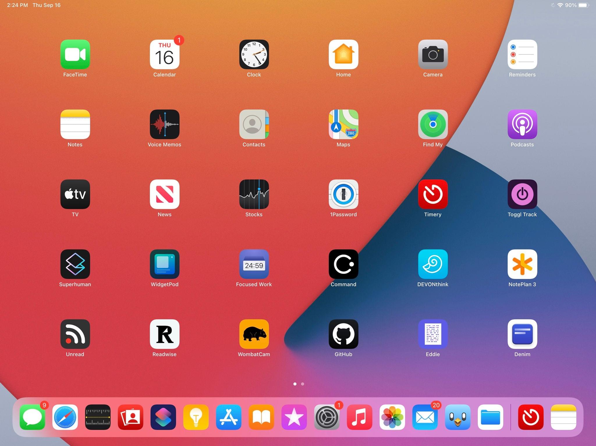 The icon grid on iPadOS 14.