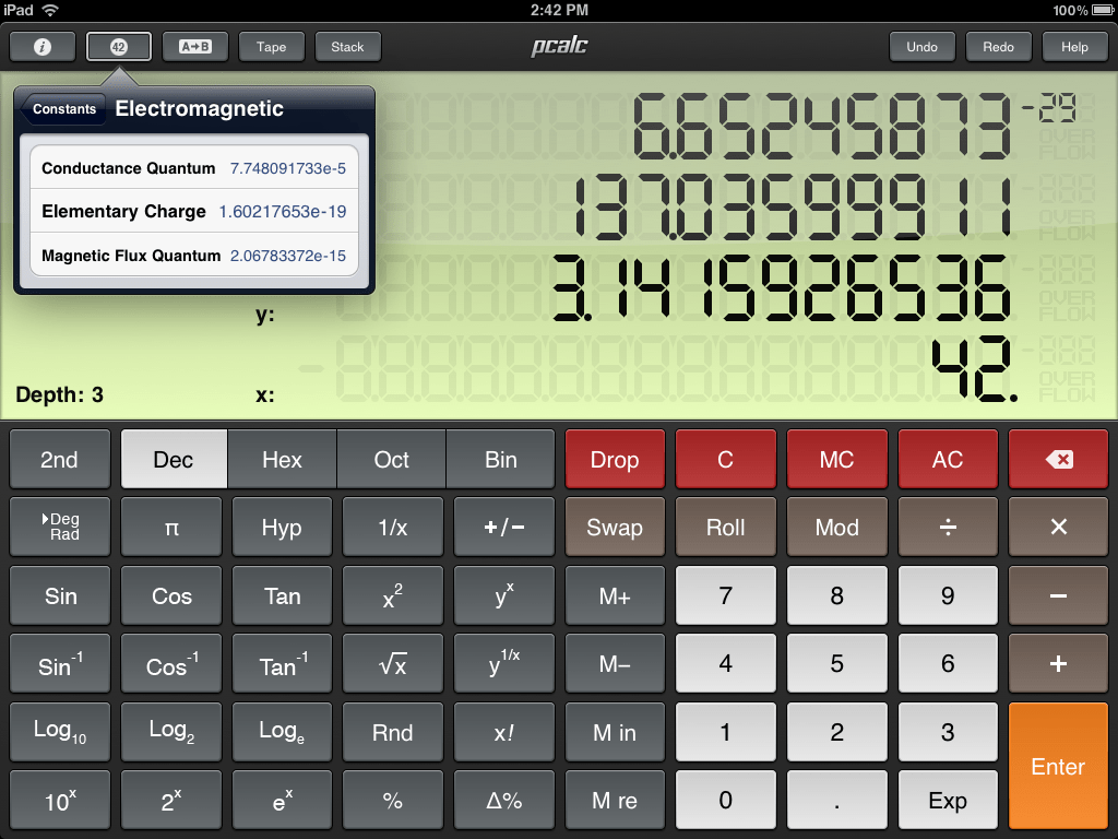 2010: PCalc on the iPad.