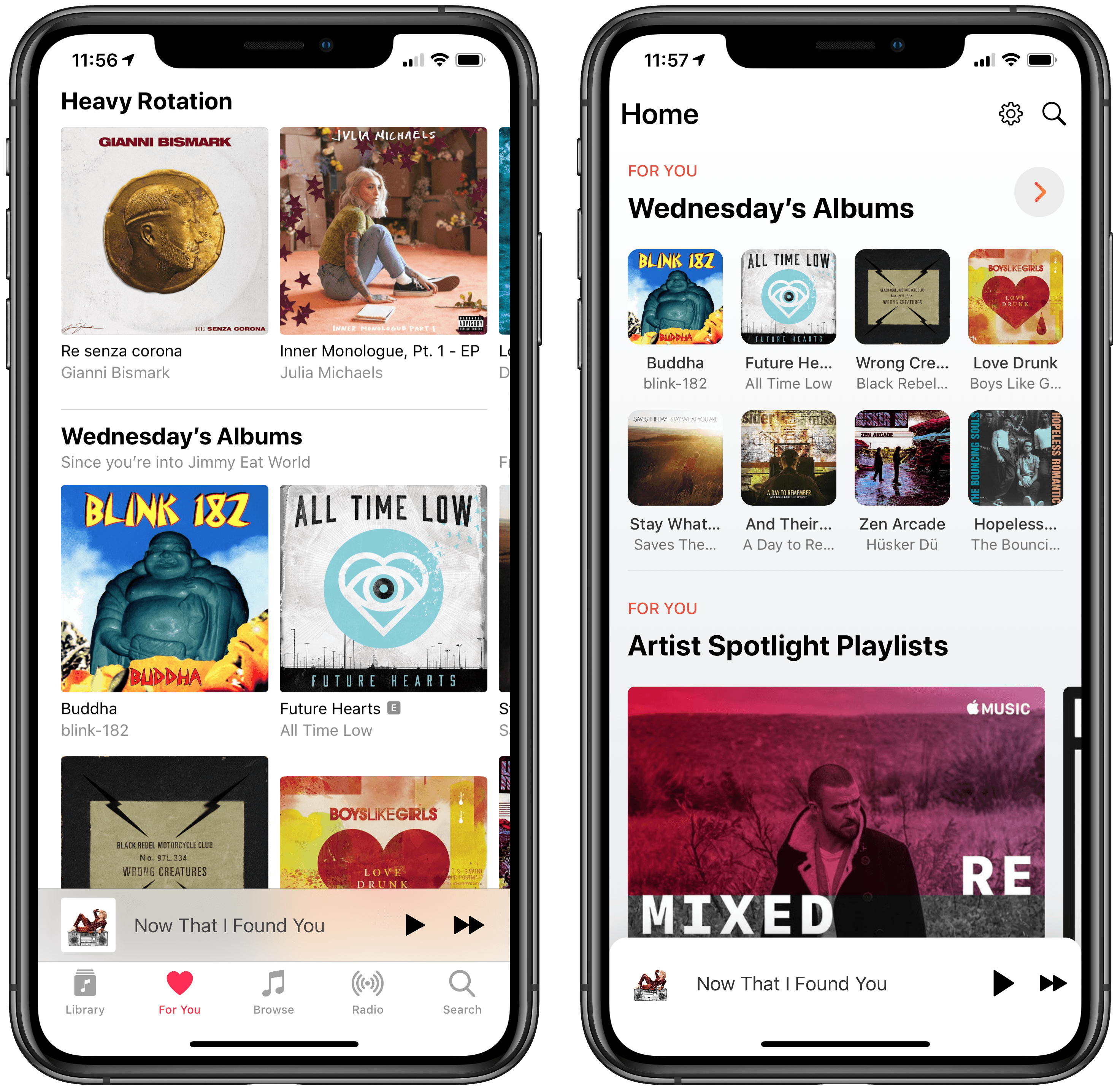 For You in Apple Music (left) and Soor.