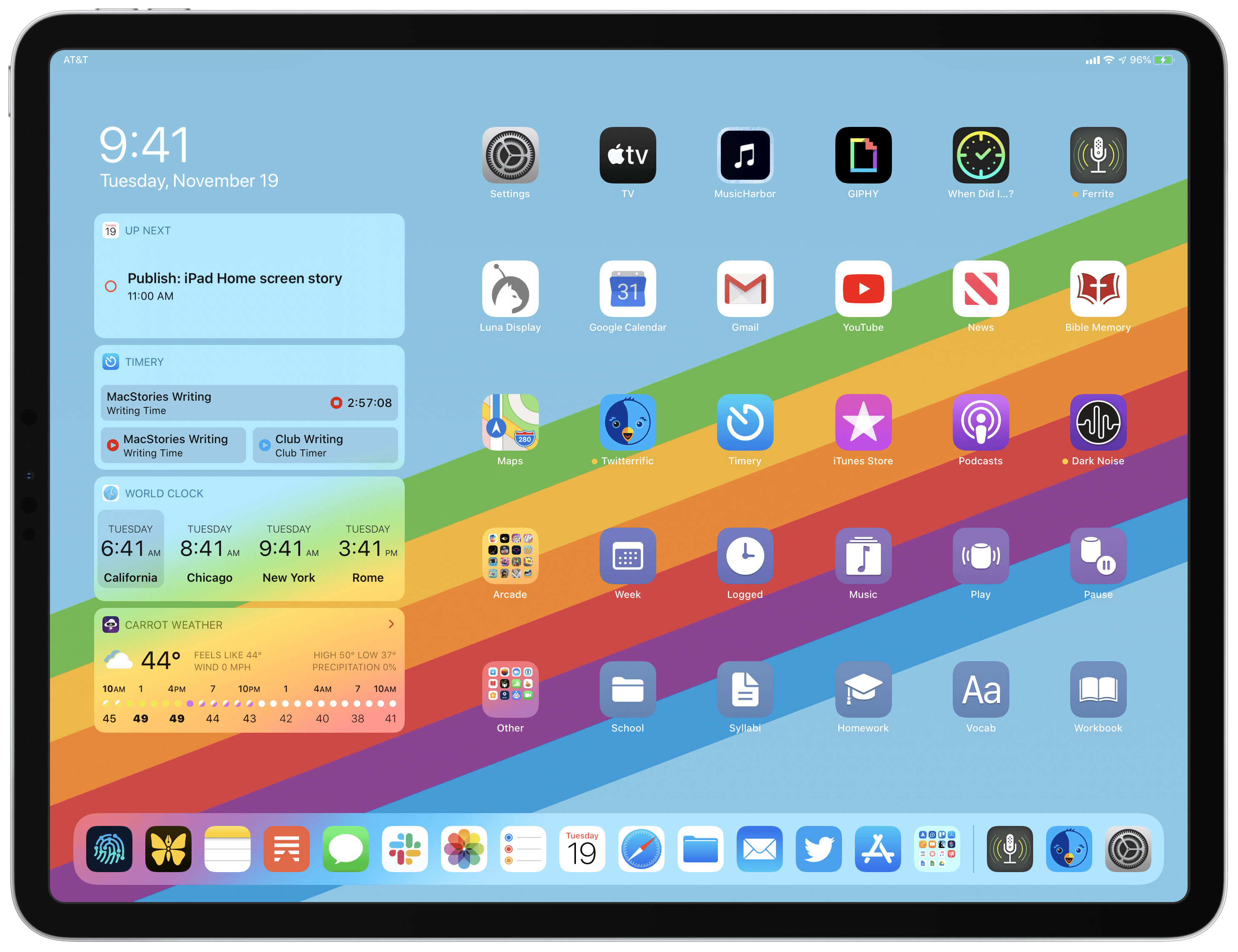 My iPadOS Home screen.