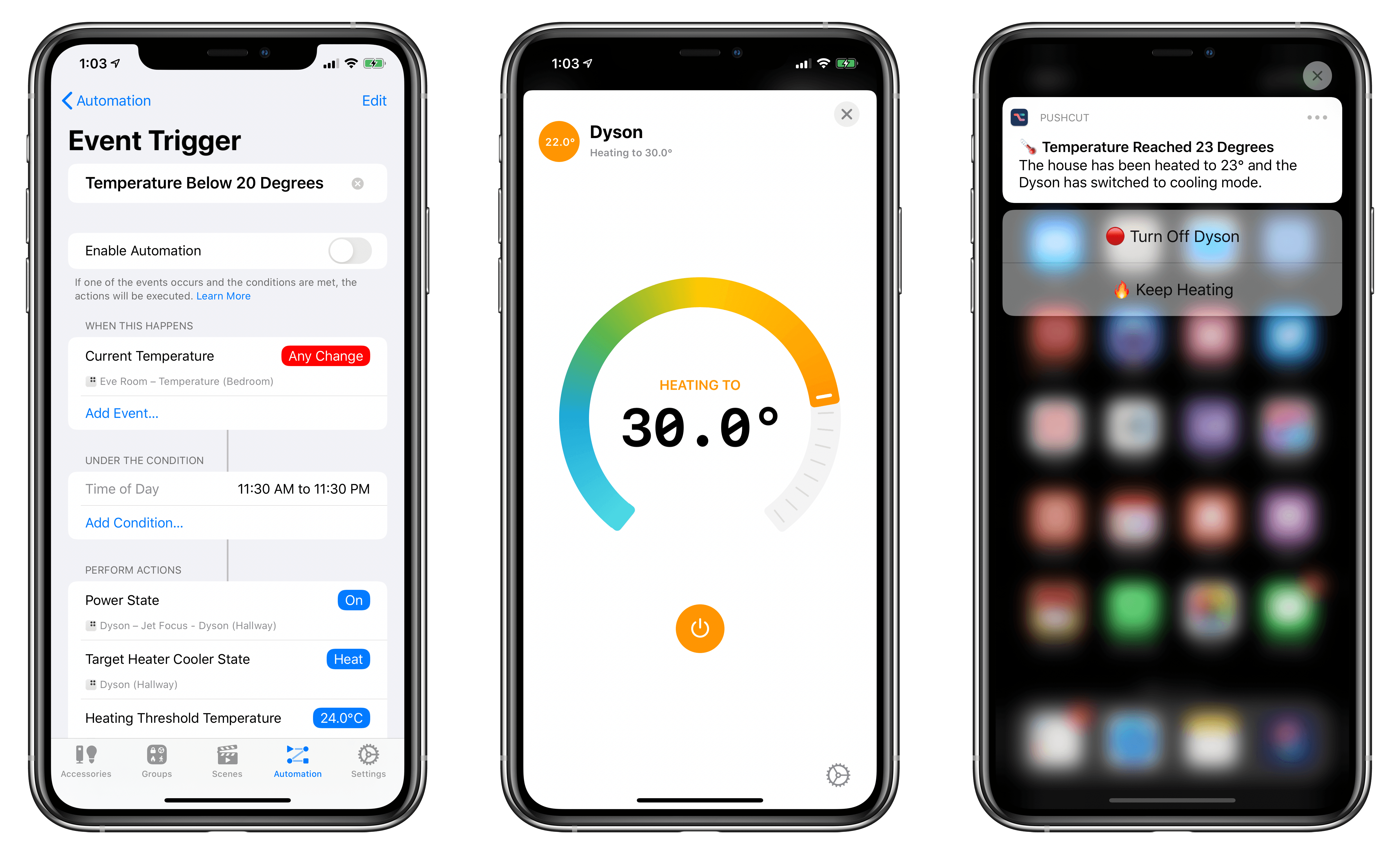 Automation to monitor house temperature and make heating