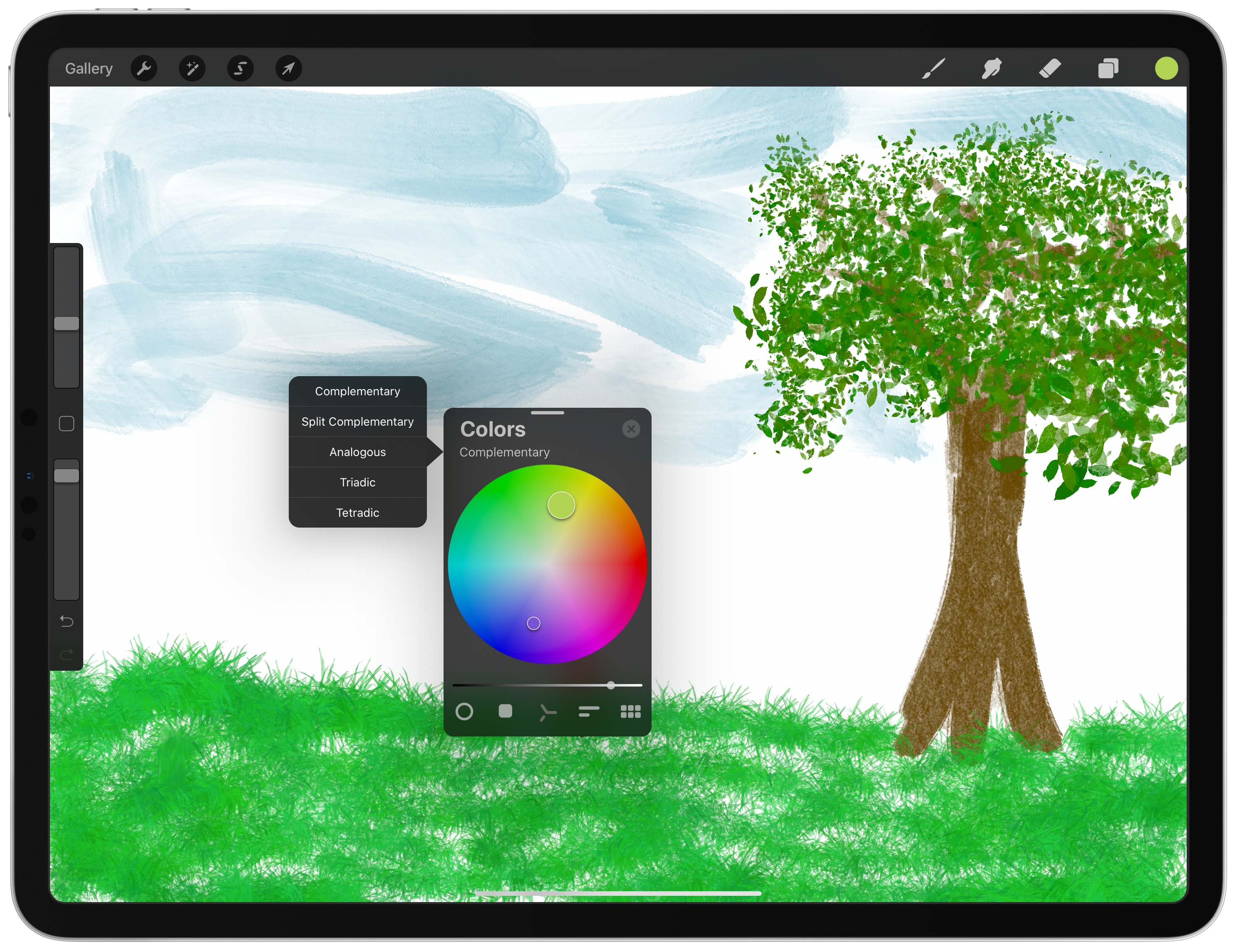 Procreate 5 adds a detachable color picker with harmony rules.