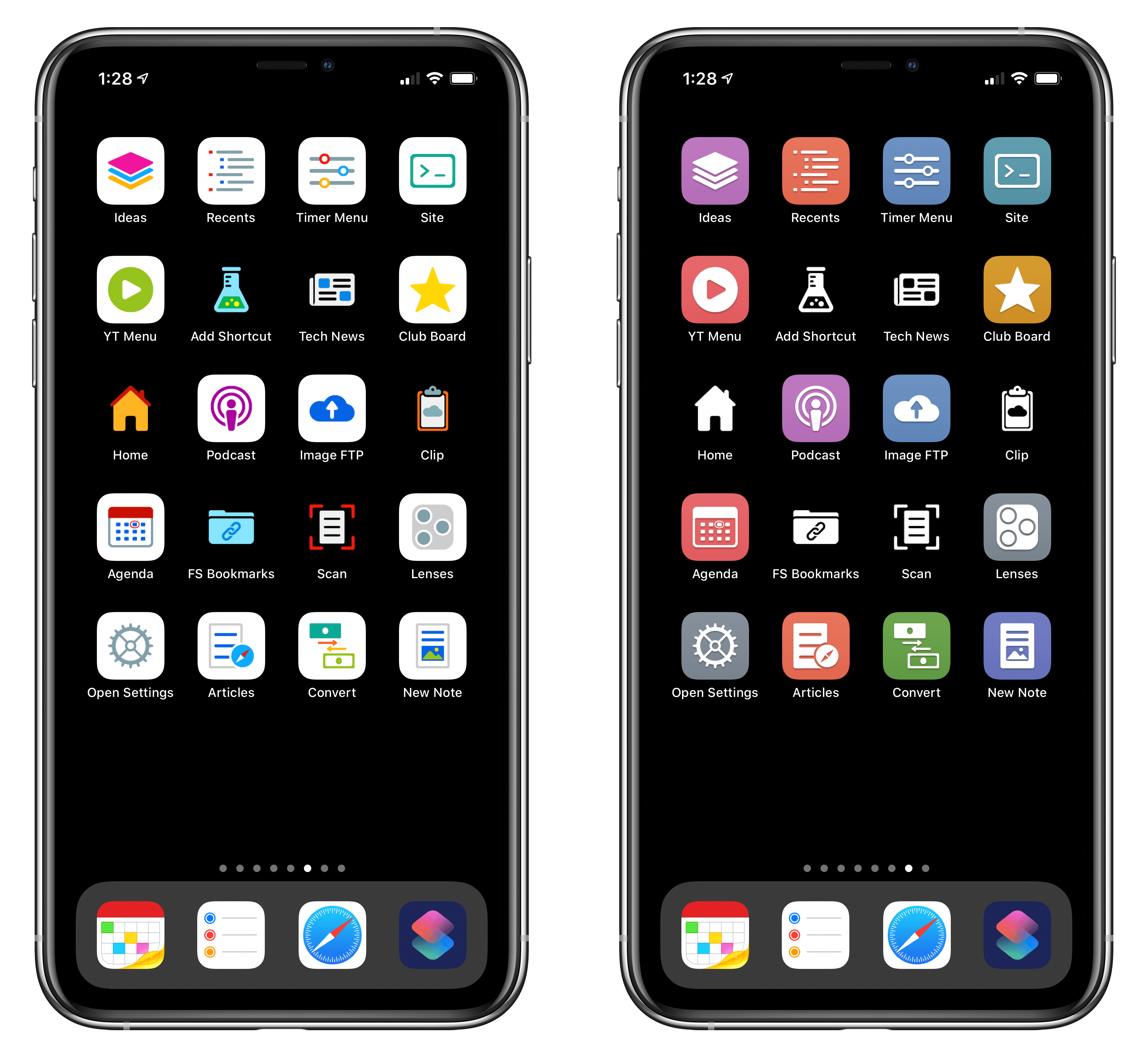 The new Color set (left) features stunning multi-color glyphs. The Classic set (right) now includes black and white icons too.