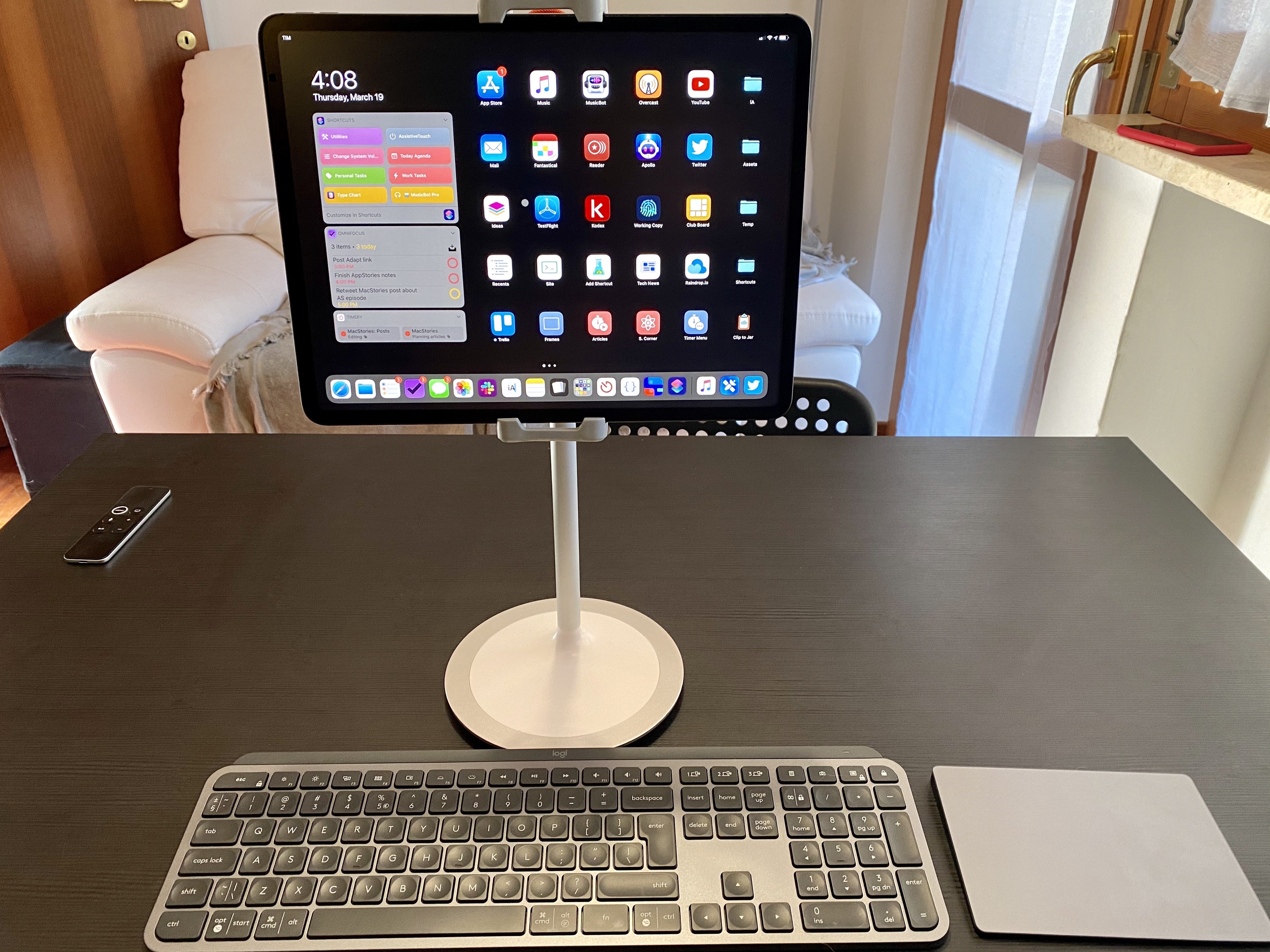 The iPad Pro and a vertical stand.