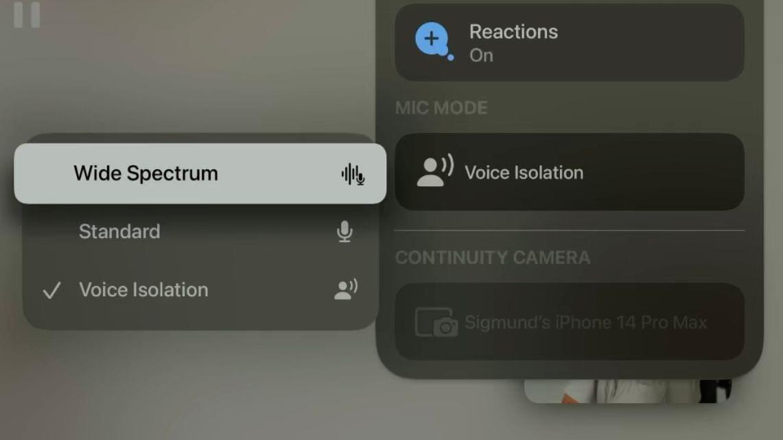 Voice Isolation through Continuity Camera is magic. Audio options can be found in Control Center.