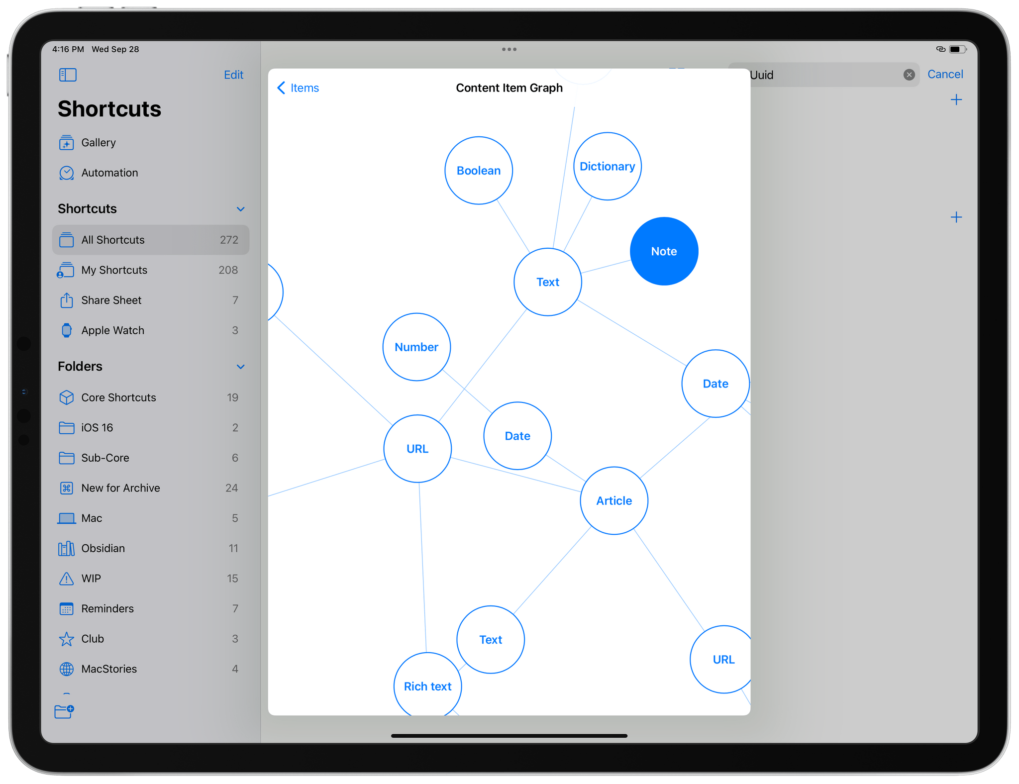 The Content Graph in Shortcuts.