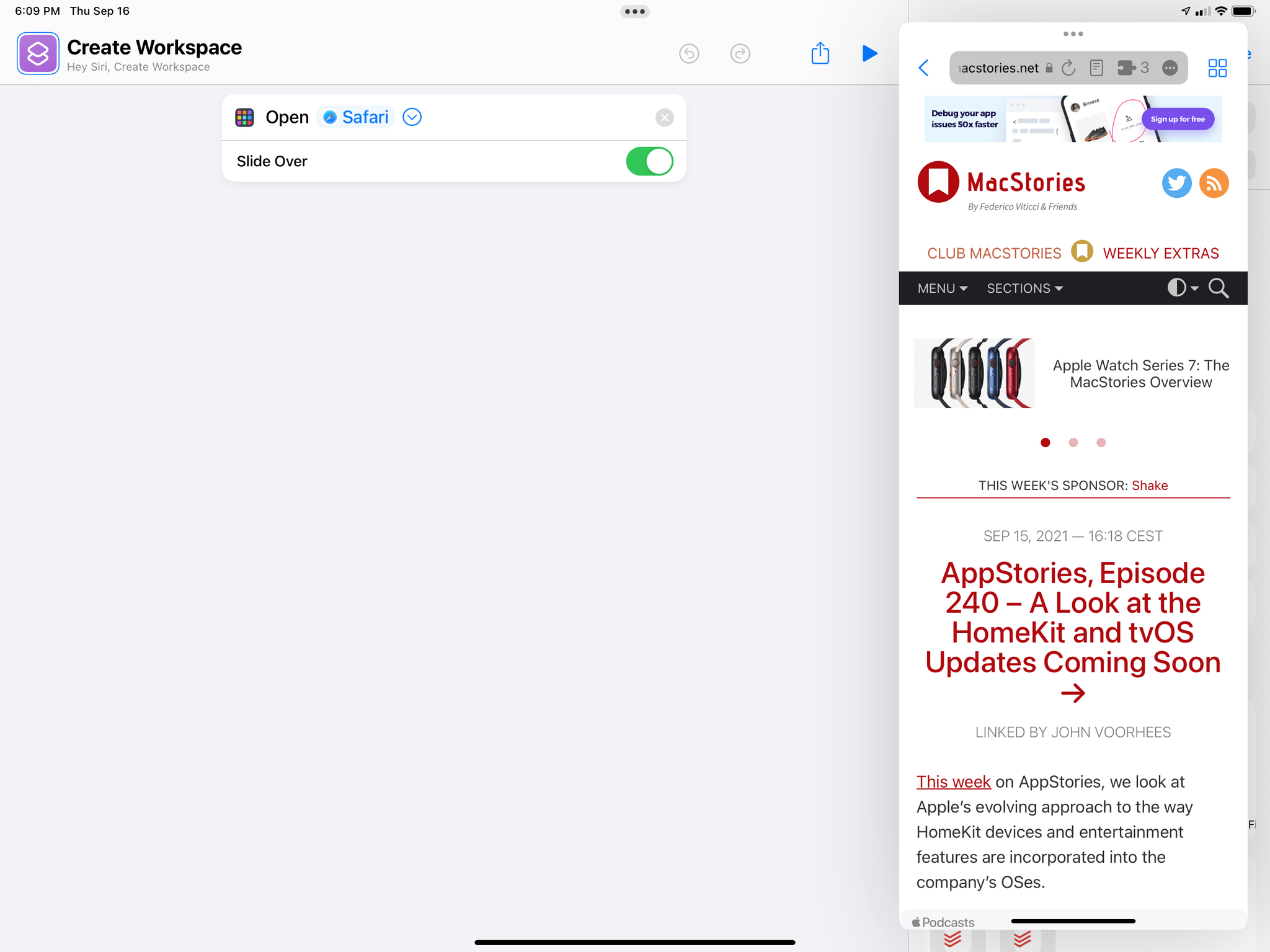 You can now open specific apps in Slide Over.