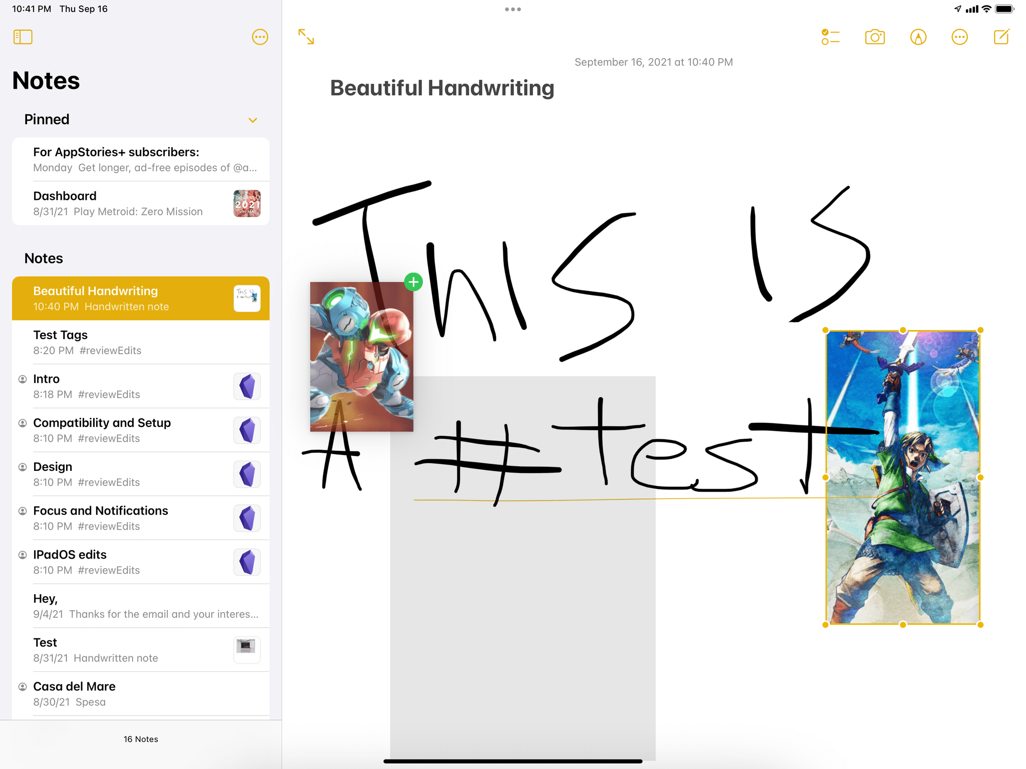 Images and handwriting can coexist in iPadOS 15.