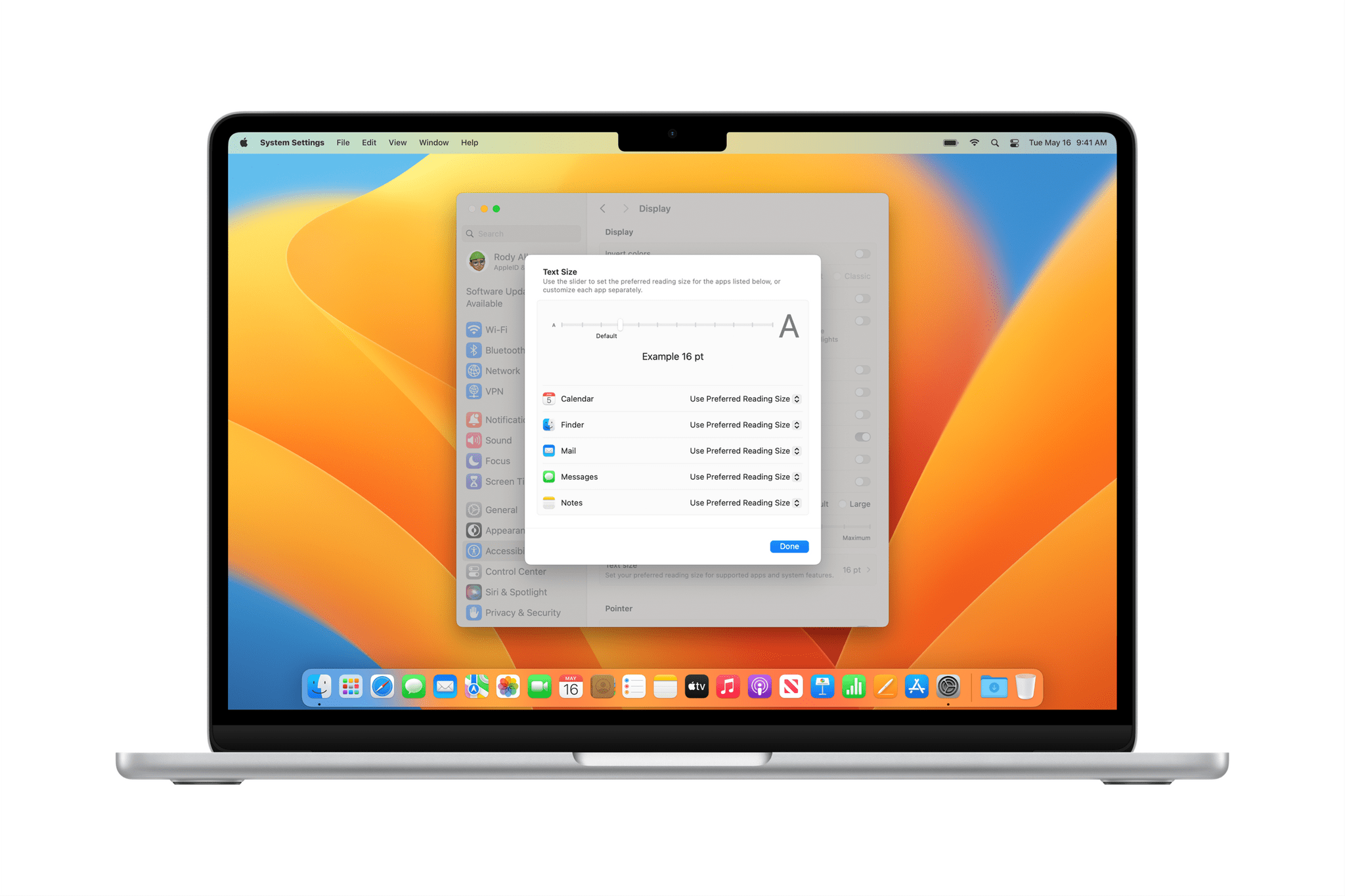 Mac text resizing. Source: Apple.