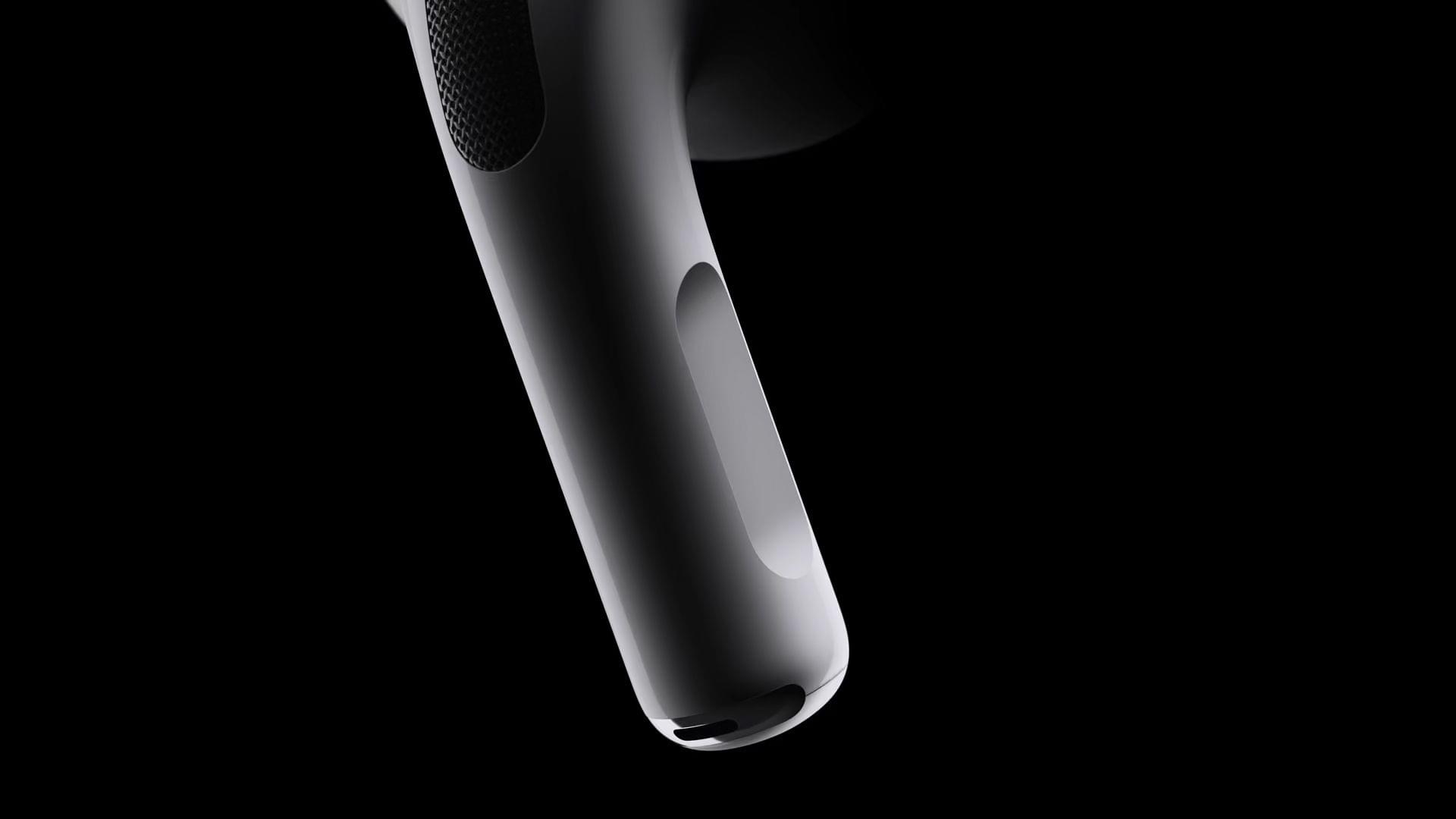 The new AirPods Pro feature touch sensitive stems for adjusting volume. Source: Apple.