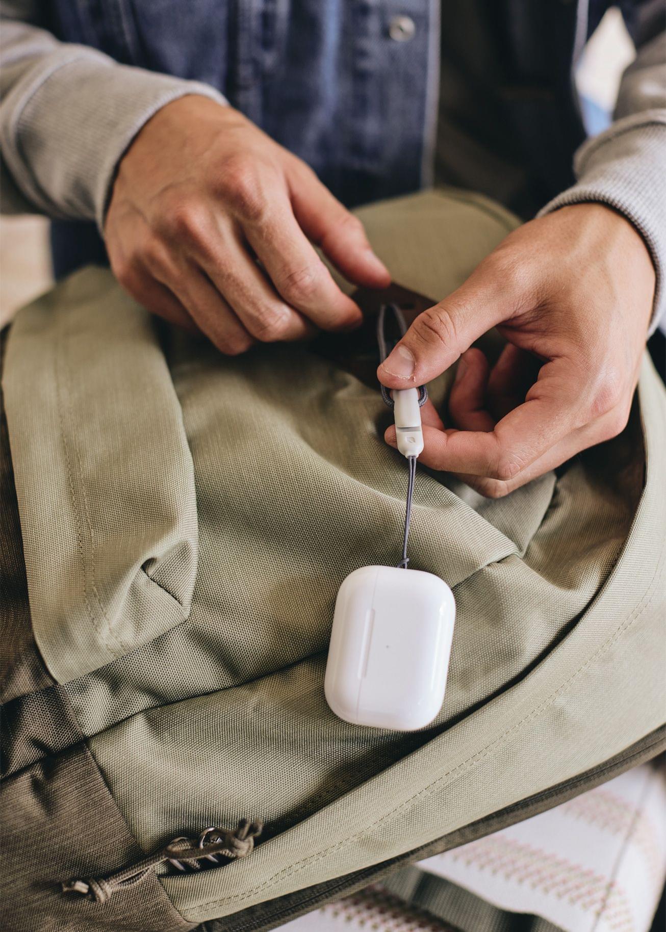 The new AirPods Pro case features a lanyard. Source:Apple.