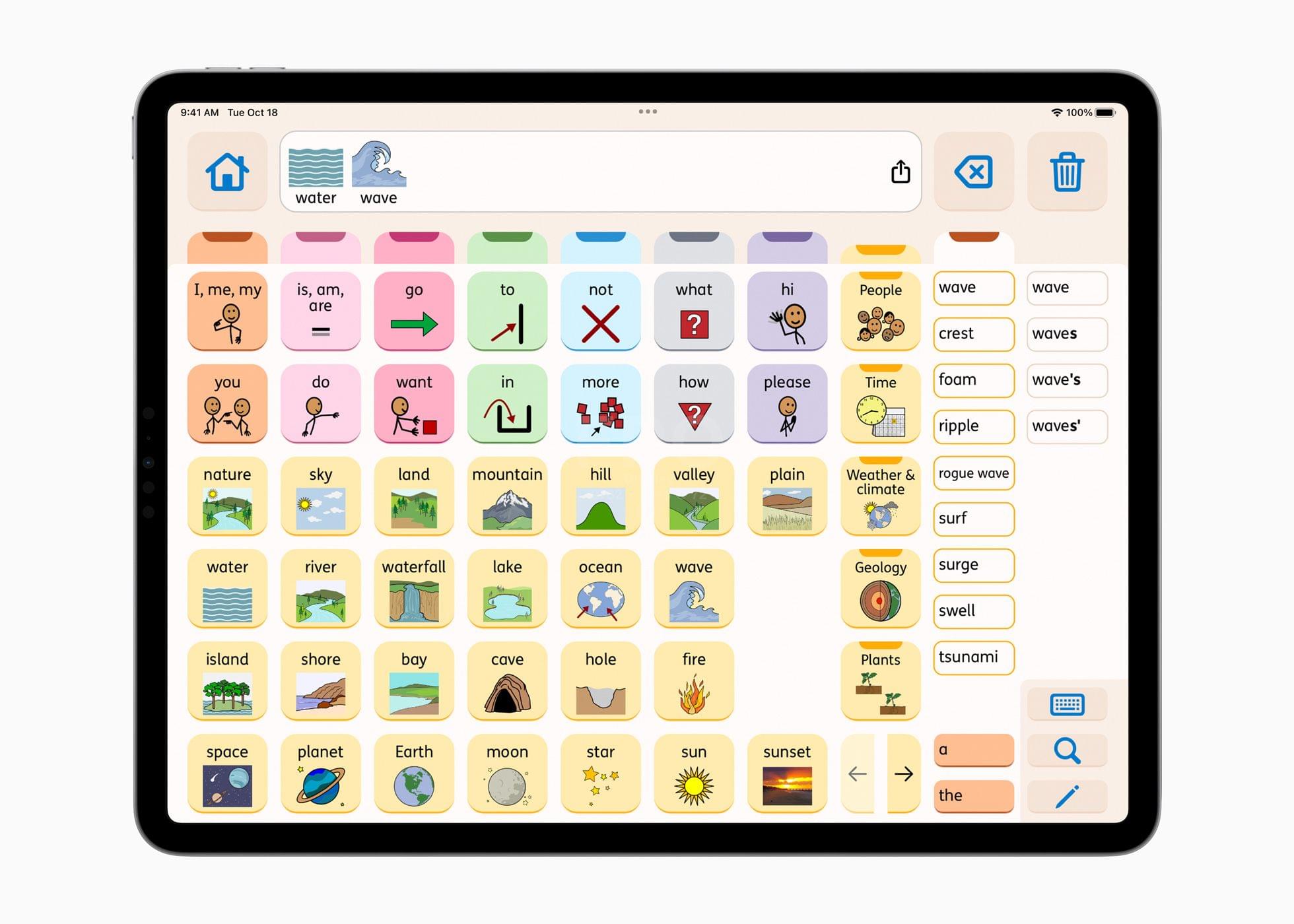 Proloquo for iPad. Source: Apple.