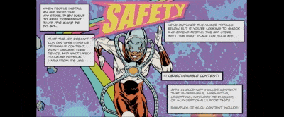 Madefire demoed a motion comic version of the App Store Review Guidelines comic book.
