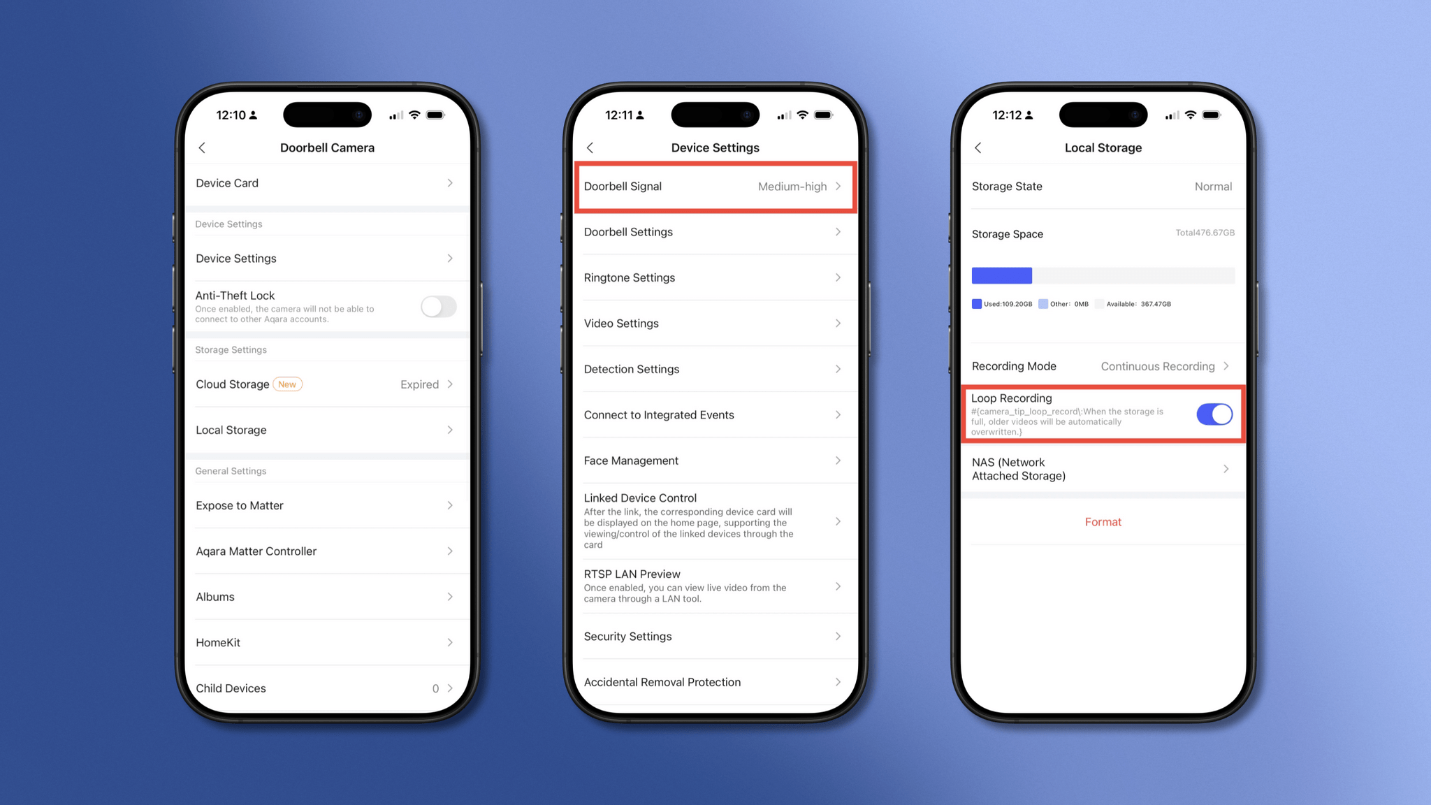 The Aqara app is a disorganised mess of text-based lists. The signal is misplaced in the device settings (middle), and some text hasn’t even been entered properly (right).