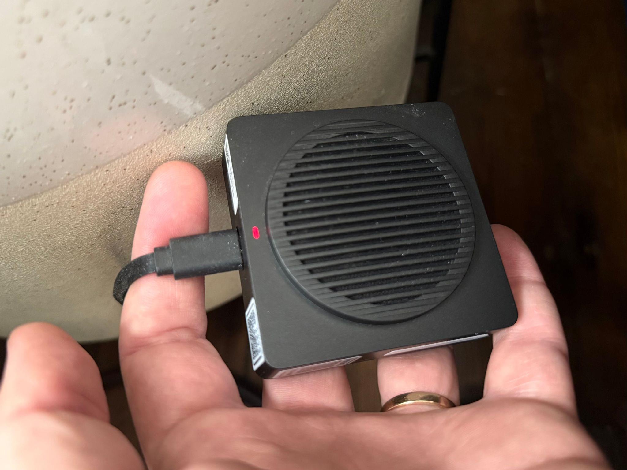The repeater which doubles as a hub and speaker can also house an microSD card.