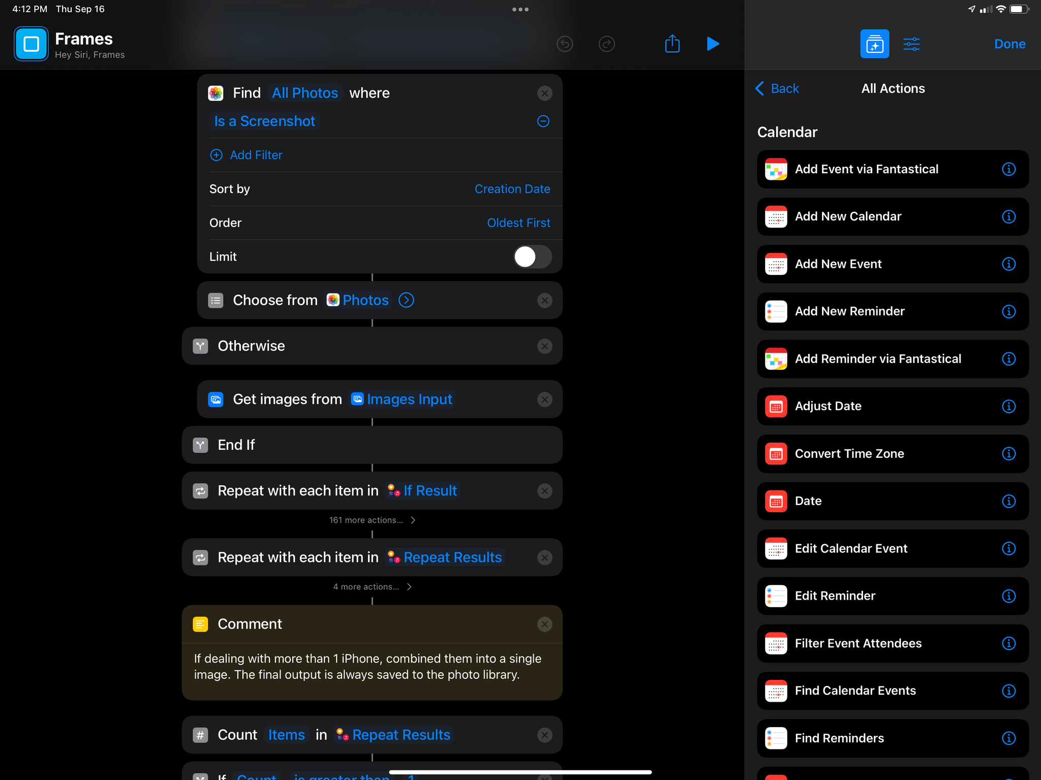 Browsing all actions in iPadOS 15.