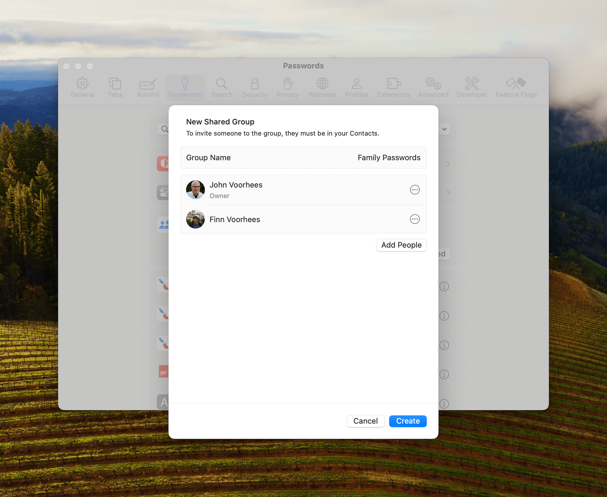 A shared password group's owner is the only person who can add more participants.