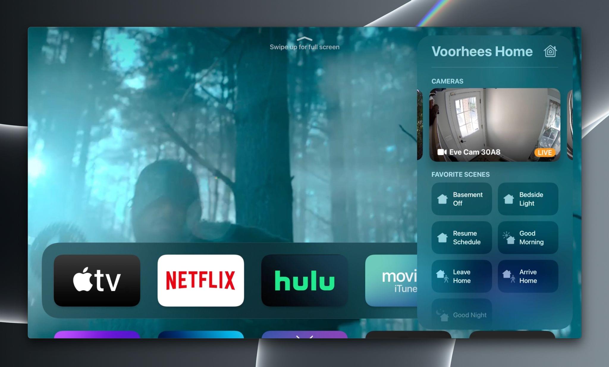 You can swipe through individual cameras or a grid of all cameras in the tvOS Comtrol Center.