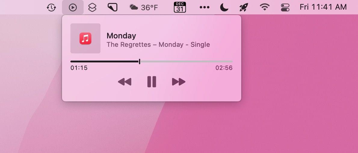 Now playing in your macOS menu bar