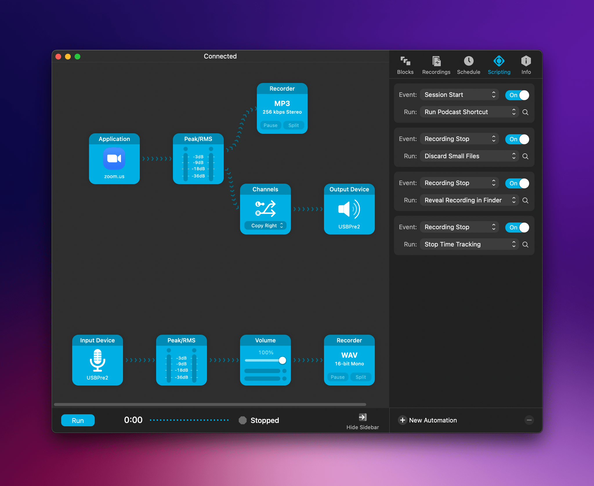 The new automation features of Audio Hijack 4.