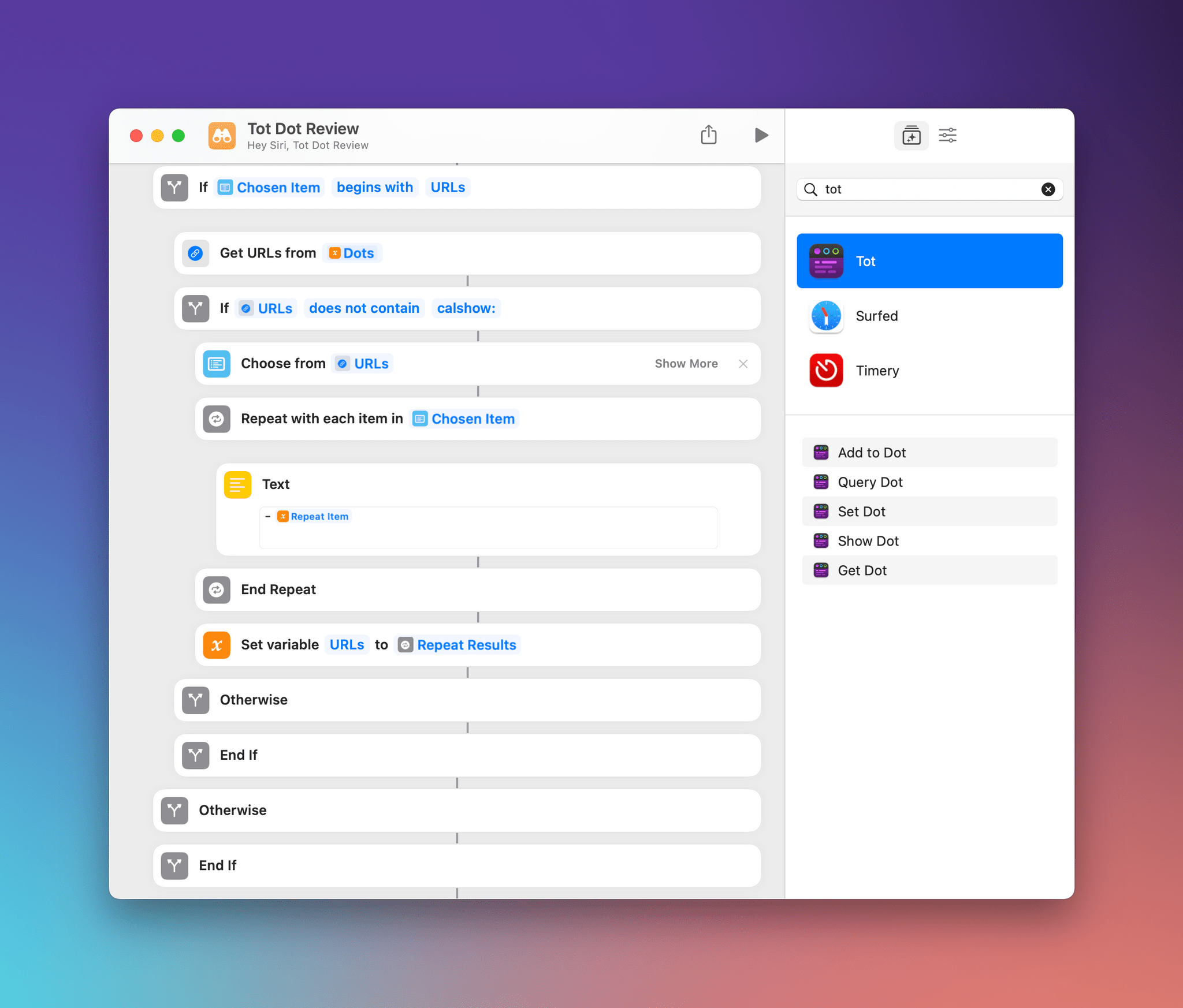 Parse Dots uses a series of conditional blocks to extract data from Tot's dots.