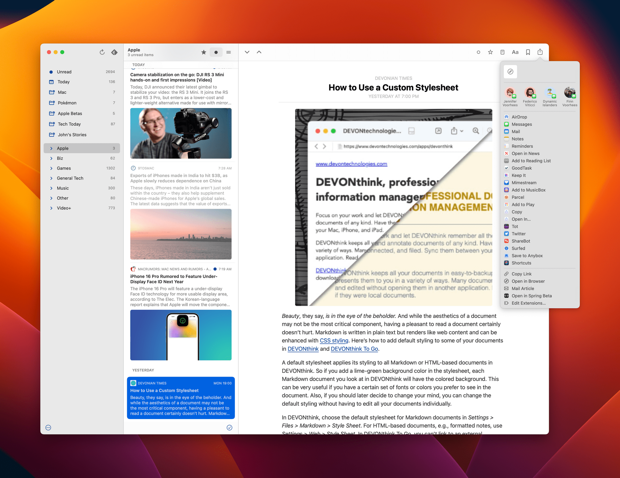 No Matter native Mac app means no share sheet extension for RSS clients or other sources of links I'd typically send to Matter.