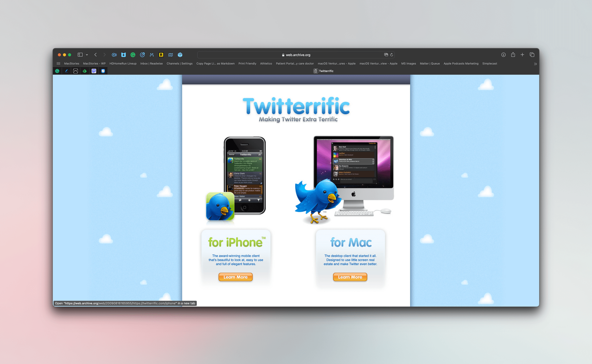 Twitterrific's website in 2009. Source: The Wayback Machine.