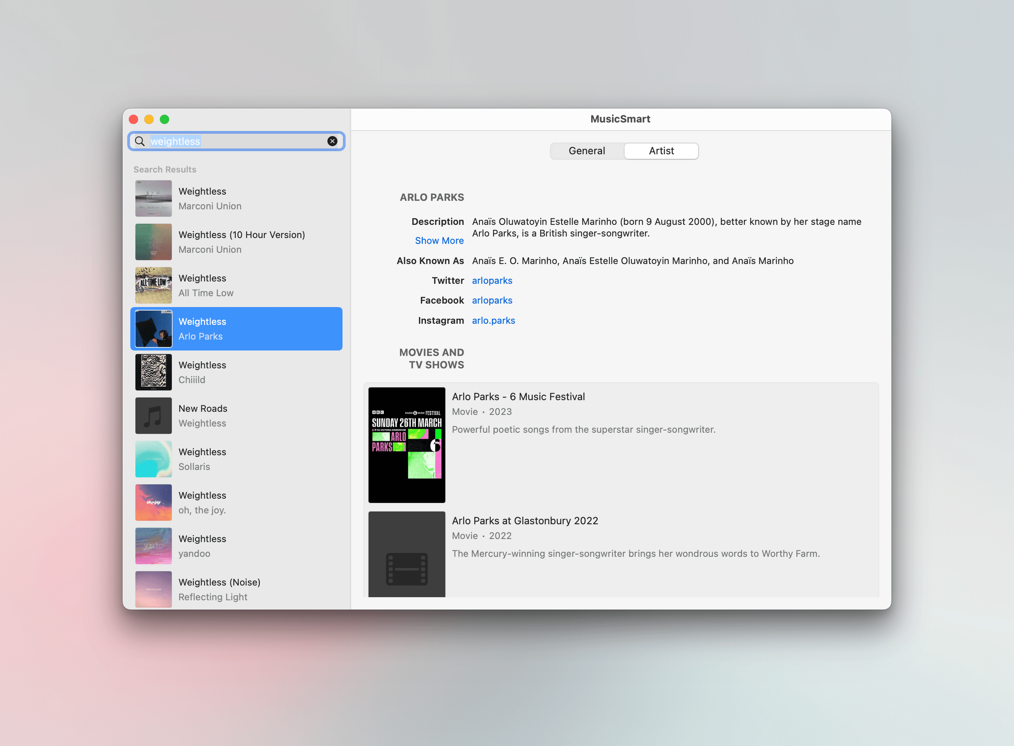 MusicSmart on the Mac.