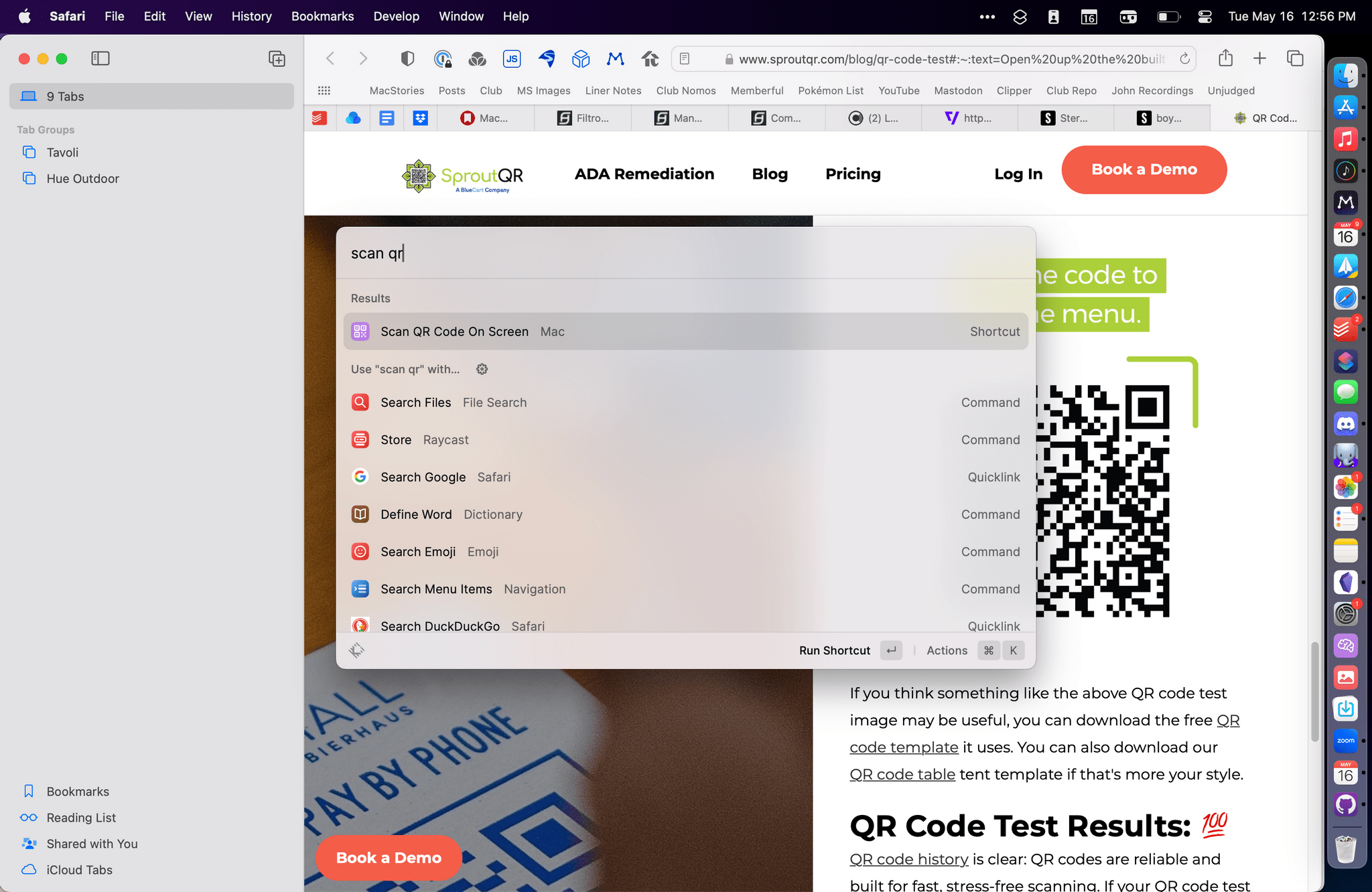 Running Scan QR Code on macOS.