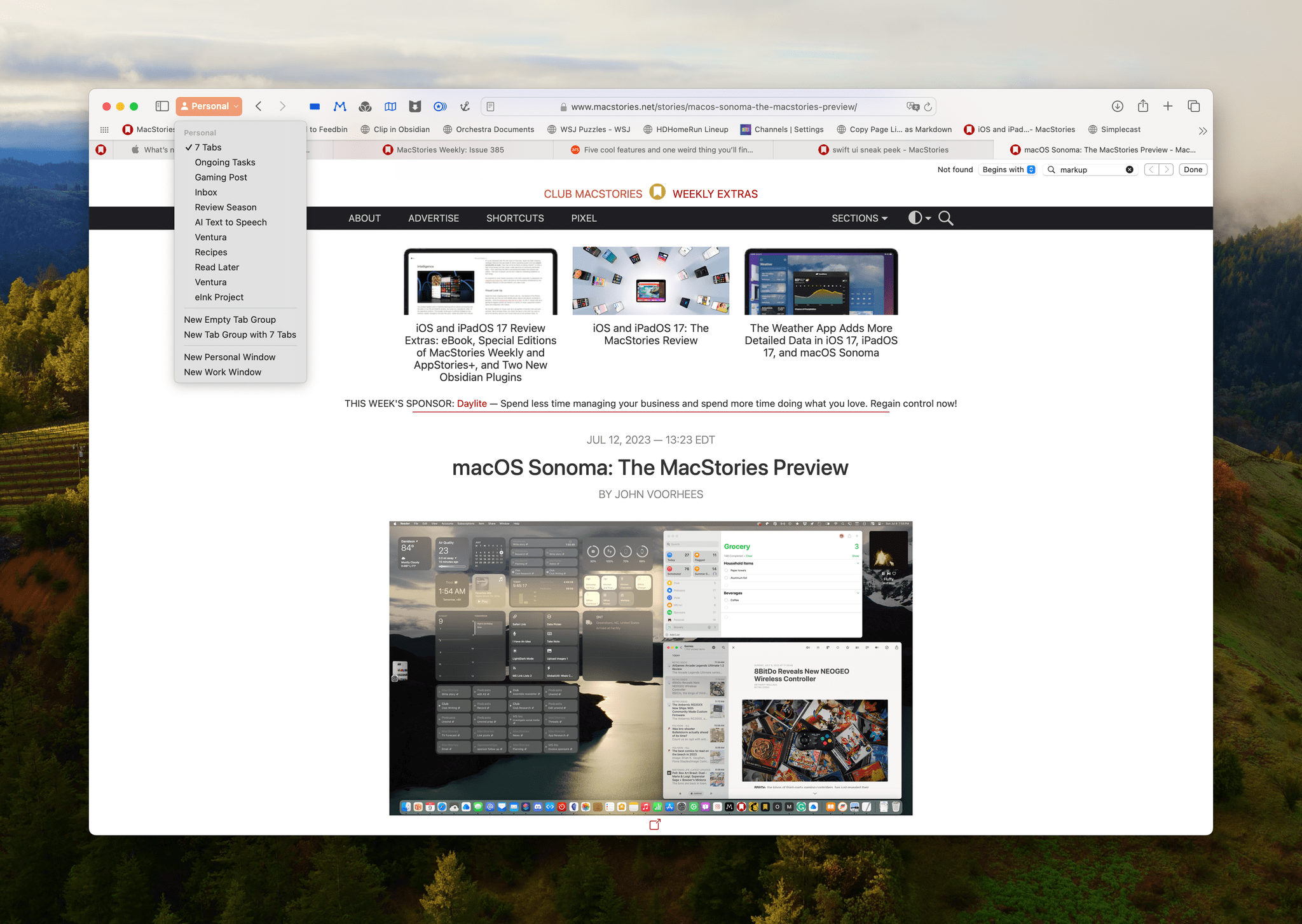 Profiles in Safari.