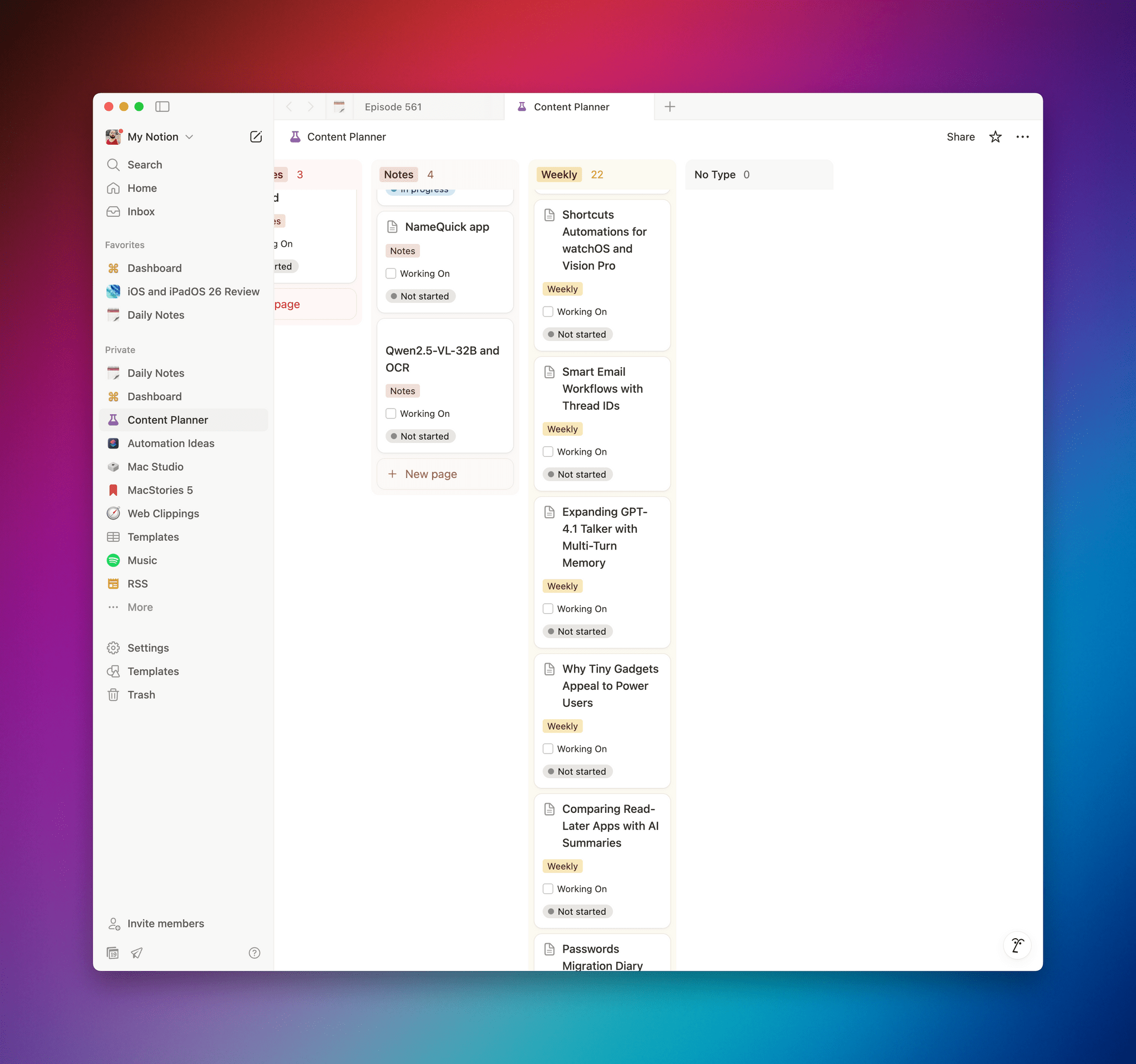…but I'd rather see them in the apps I use every day. These cards in Notion were created by Claude via Zapier's MCP server.