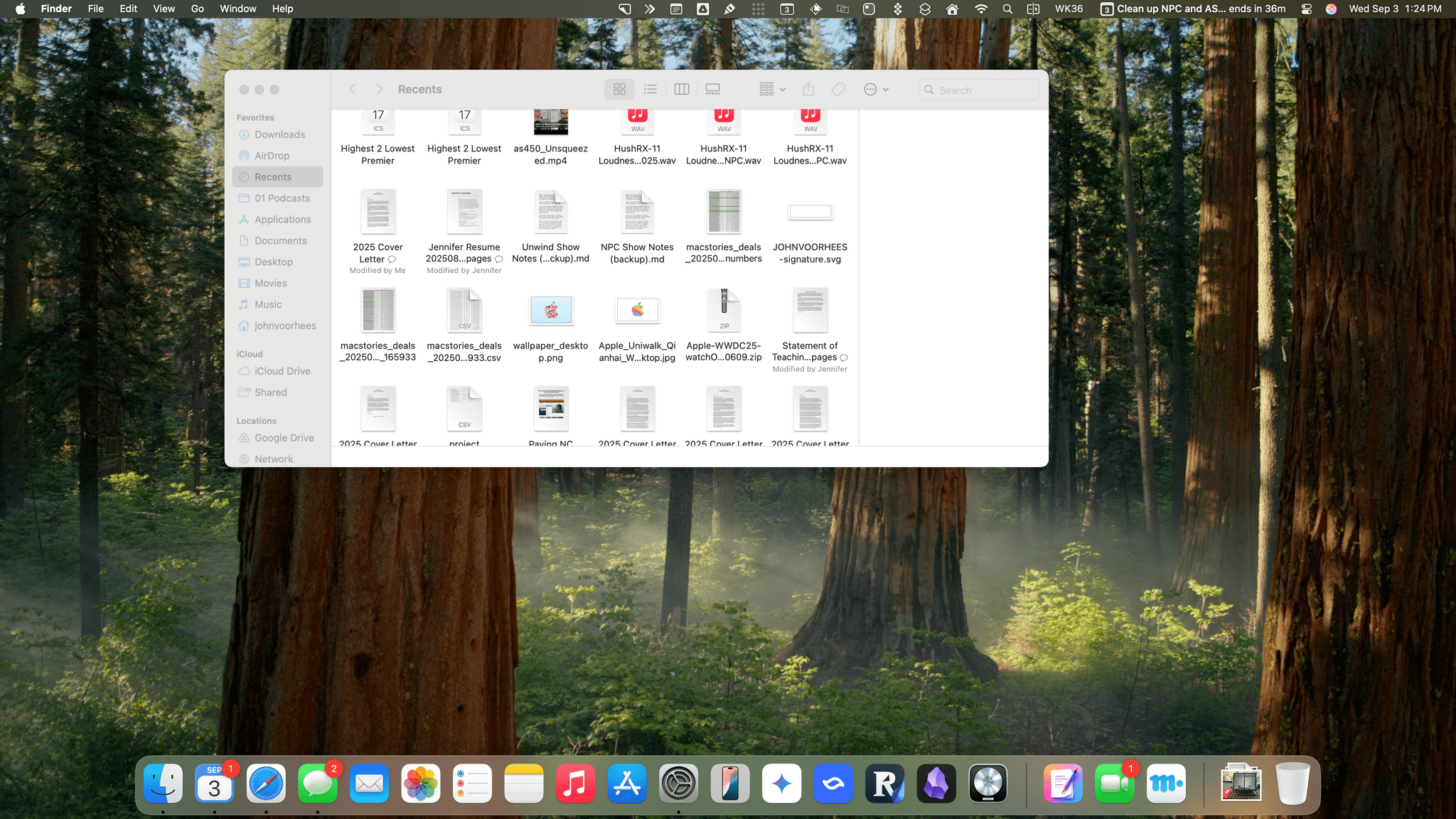 The Finder in macOS Sequoia.