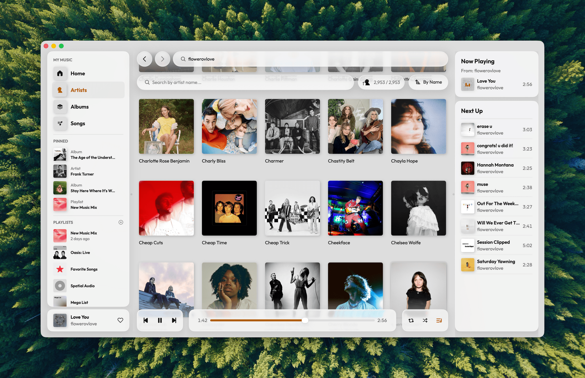Daft Music’s grid-based layout is similar to Apple Music’s, but boiled down to its simplest form in a way that makes it feel less cluttered.