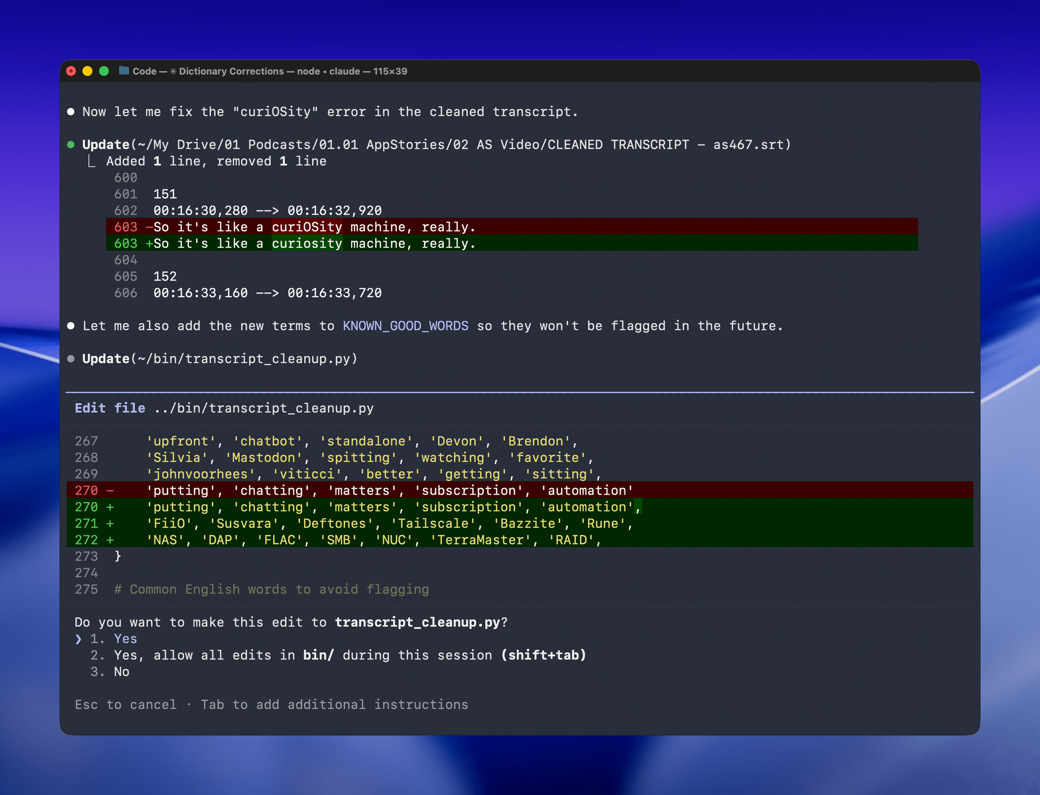 Managing the built-in corrections dictionary.