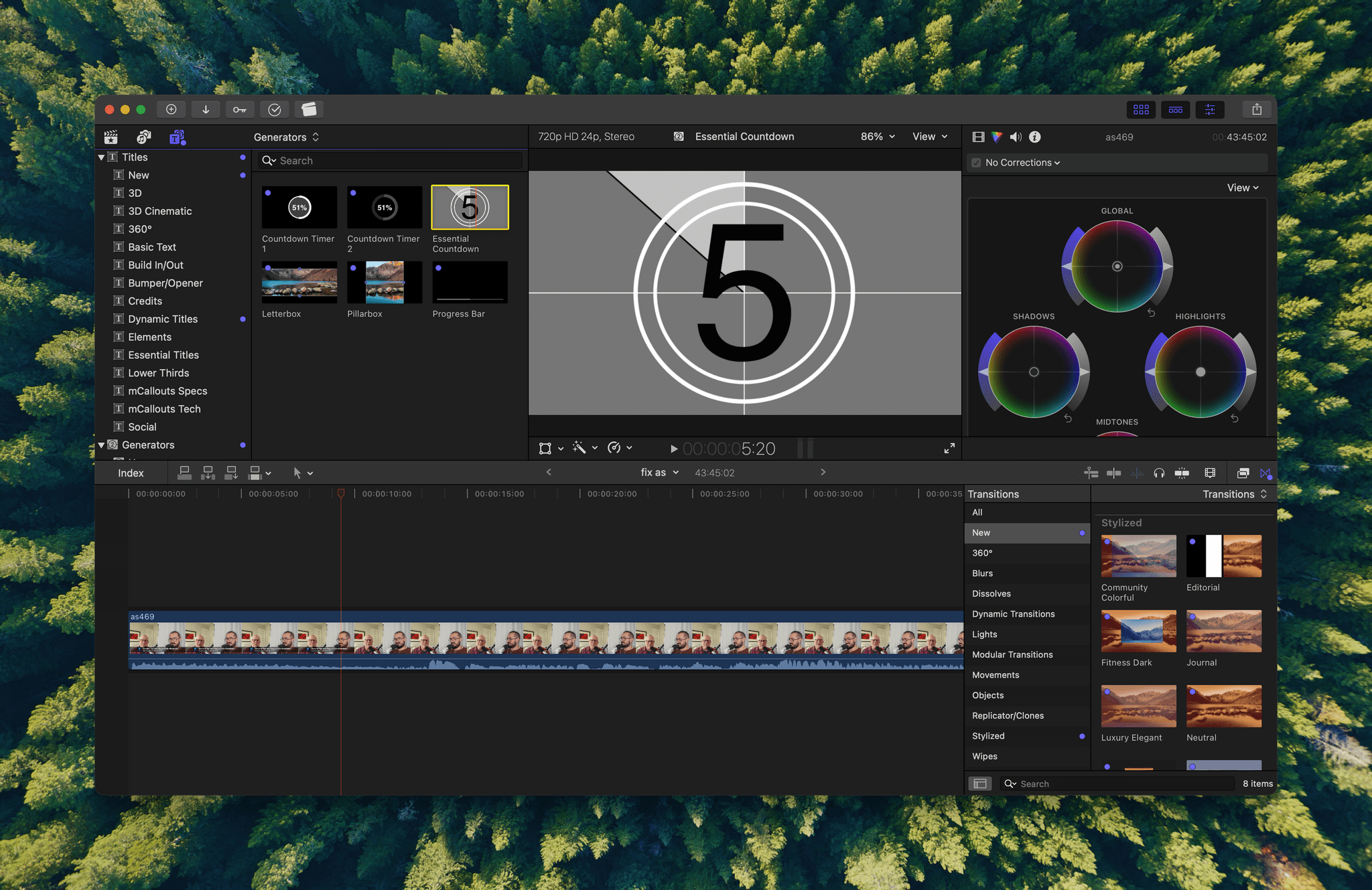 An example of one of Final Cut Pro's new "Generators."