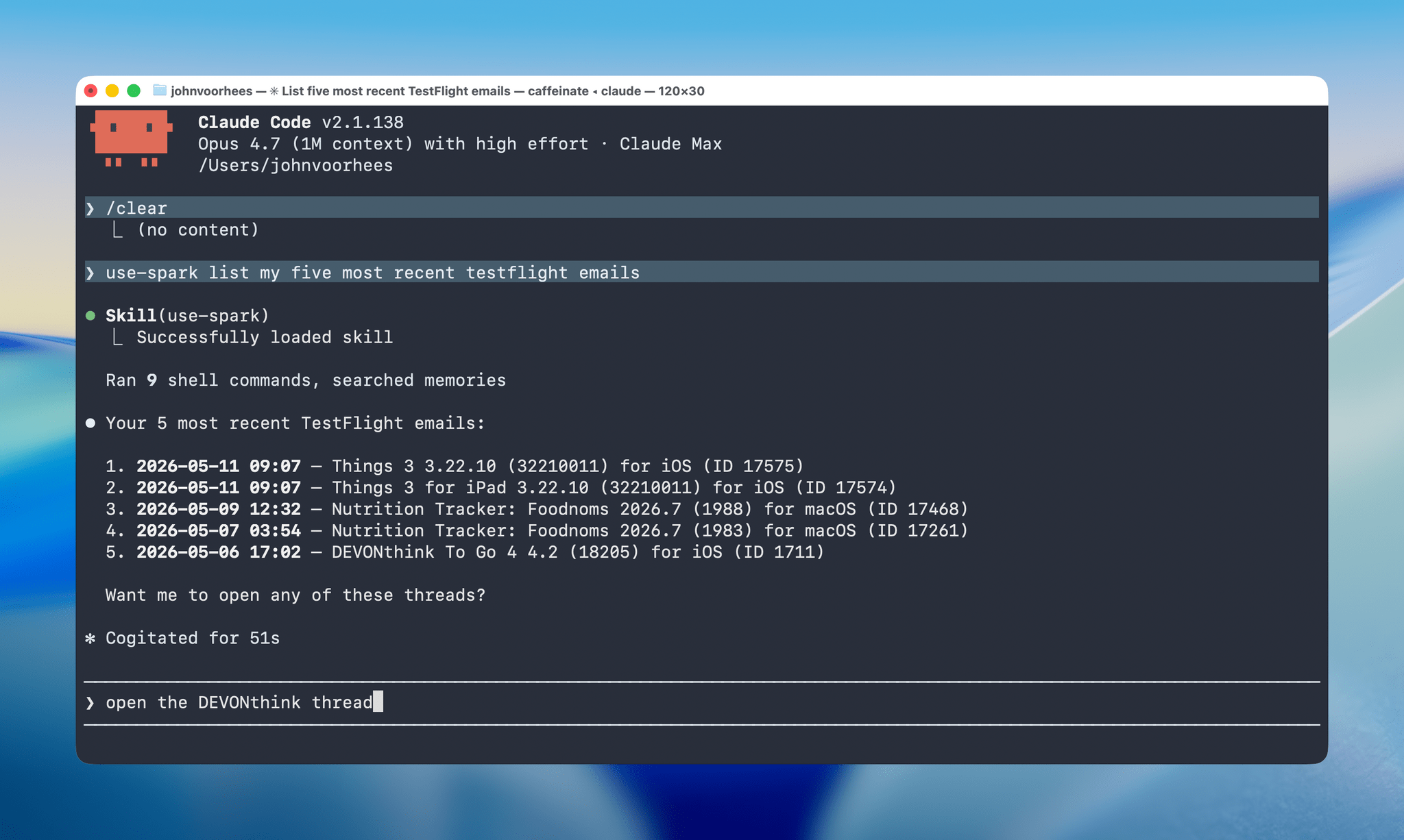 Searching email via the command line.
