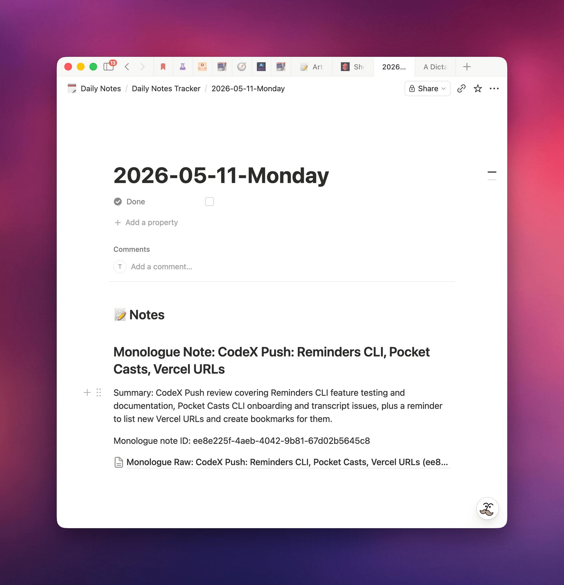 My Codex automation mirrors Monologue Notes to my Notion.