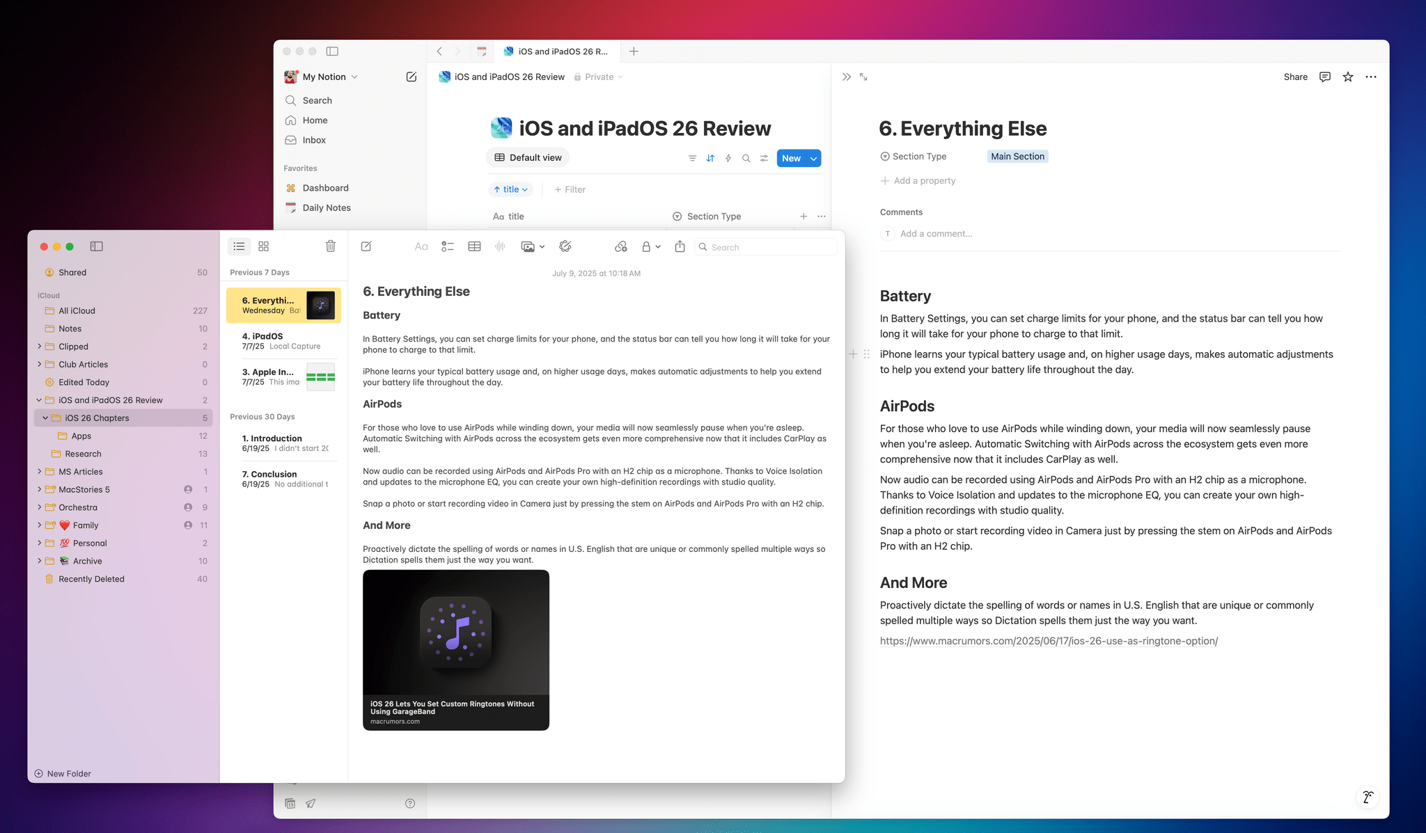 Migrating from Apple Notes to Notion.