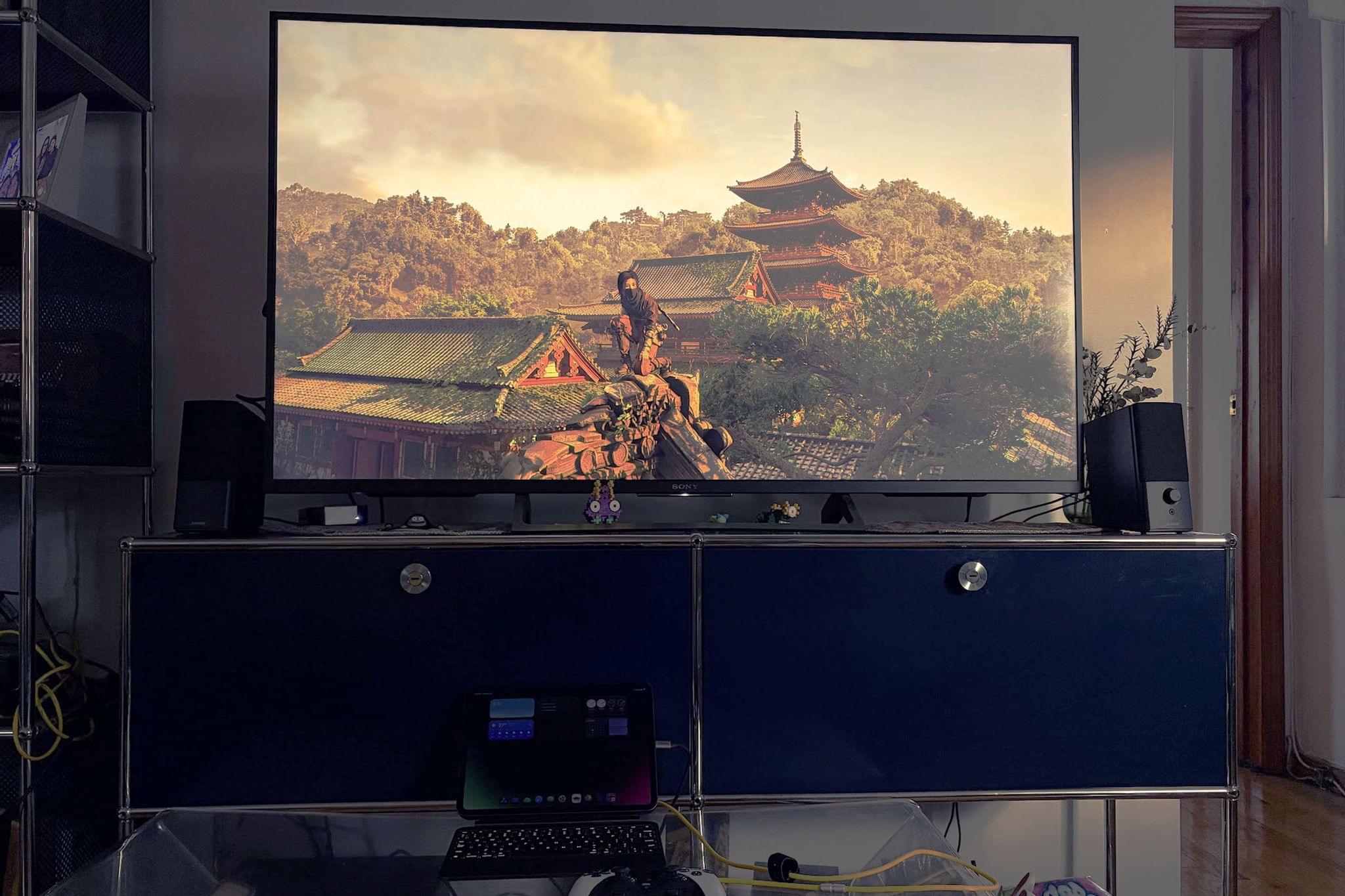 The iPad Pro plugged into an Anker USB-C hub to provide wired internet, HDMI out, and power delivery makes for a truly console-like experience.