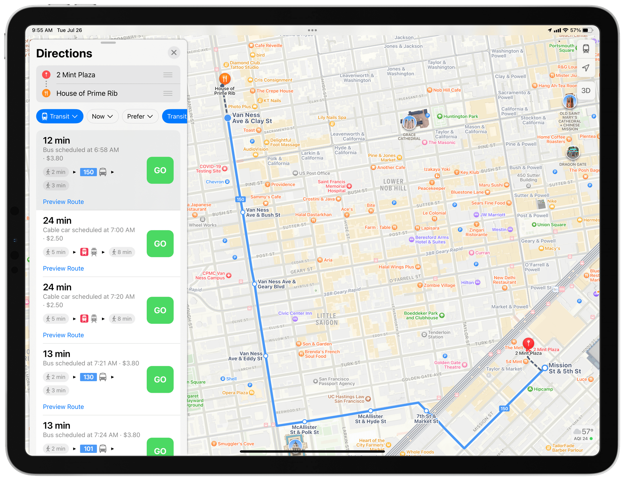 Fares are displayed alongside transit routes in the Maps update coming this fall.