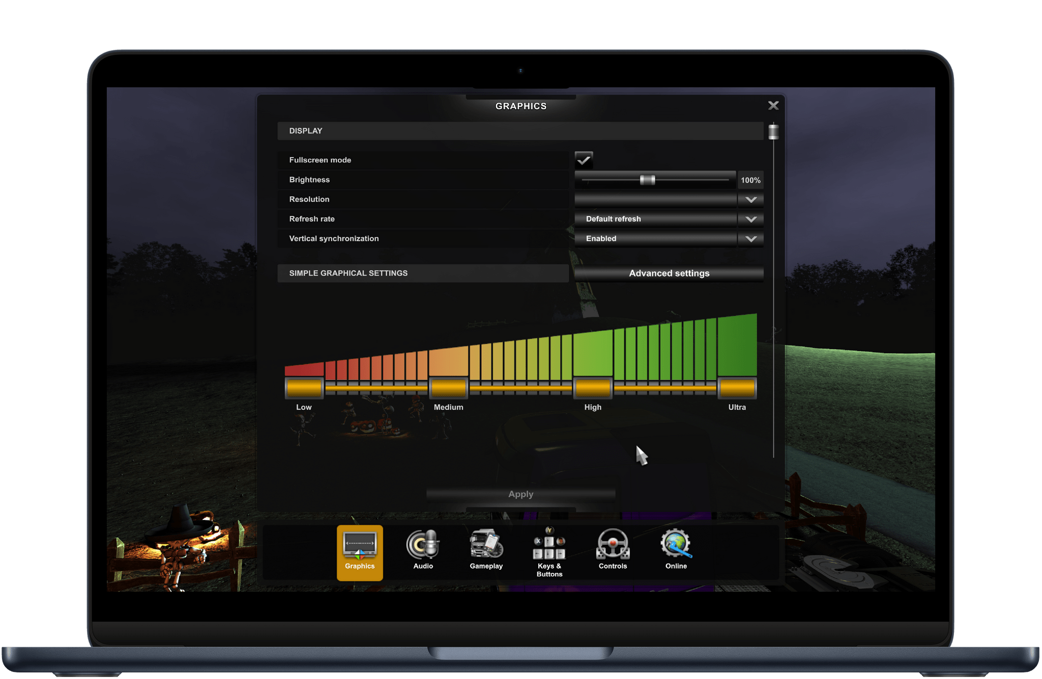 Euro Truck Simulator 2 isn't the most demanding game, but I was pleased to see it could run on its highest graphical settings with no issues on the M2 MacBook Air.