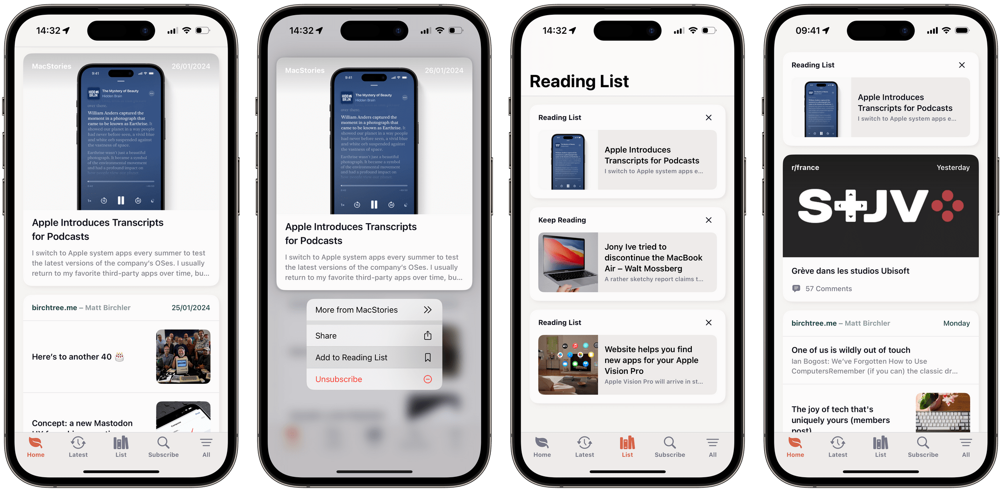 Long-press a card to add it to your Reading List. Reading List items show up in their own 'List' tab, and occasionally in the main 'Home' and 'Latest' tabs.