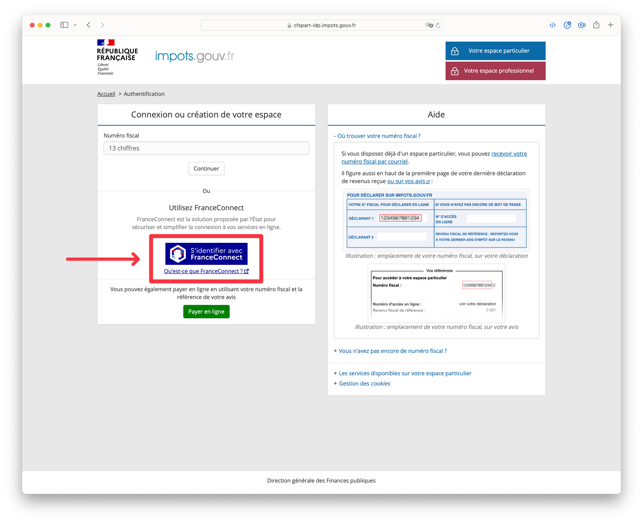 French ID card holders can log in to almost any French online public service using their digital ID by clicking the 'Sign in with FranceConnect' button.