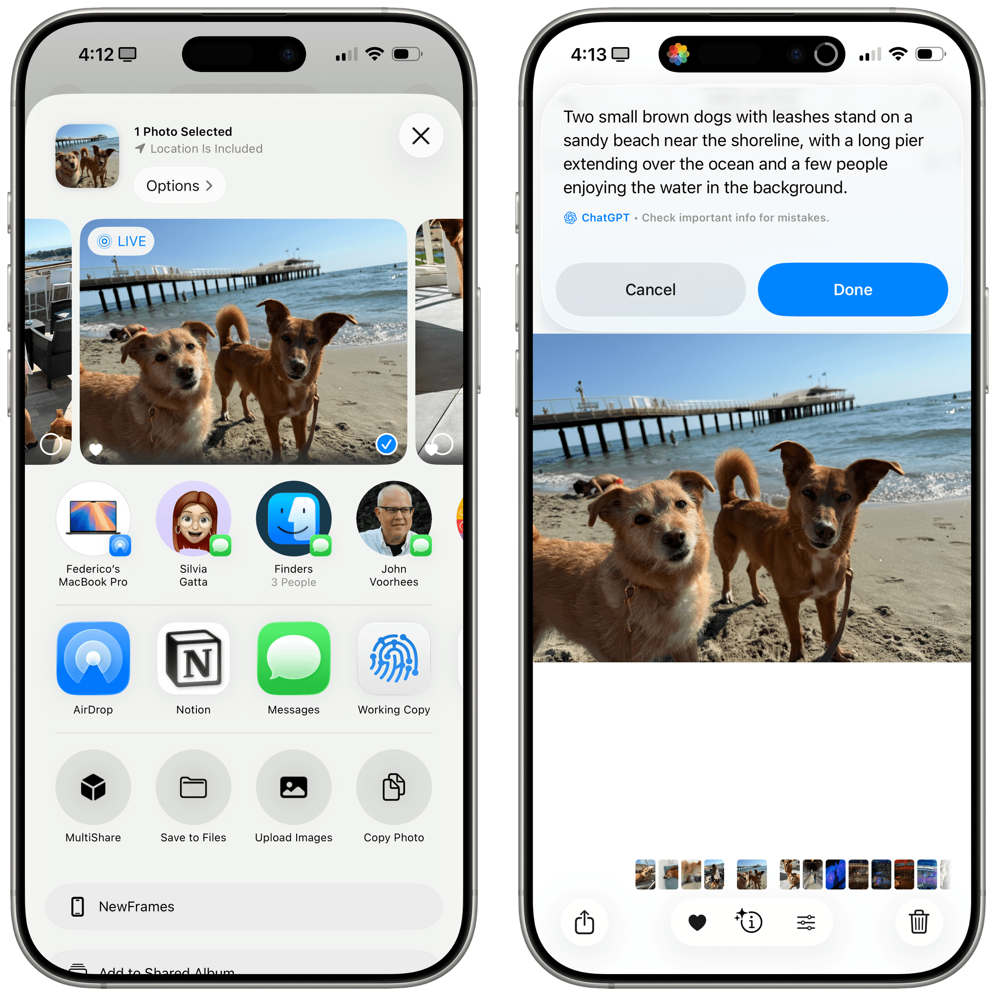 Image descriptions powered by ChatGPT in Shortcuts.