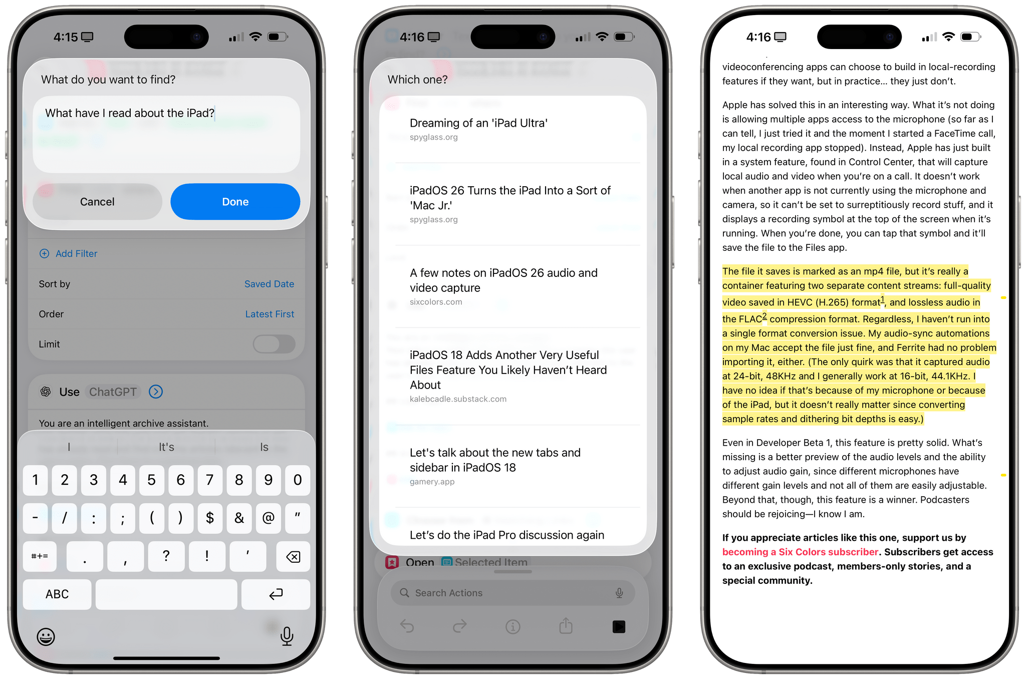 Searching my GoodLinks archive with natural language.