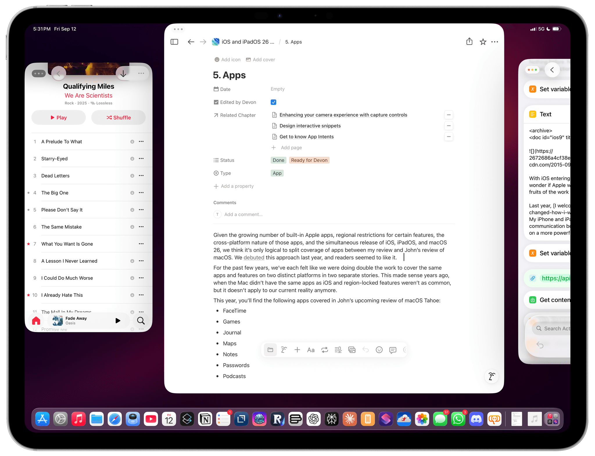 By keeping the Shortcuts editor slightly off-screen, I can keep an eye on an ongoing API call.
